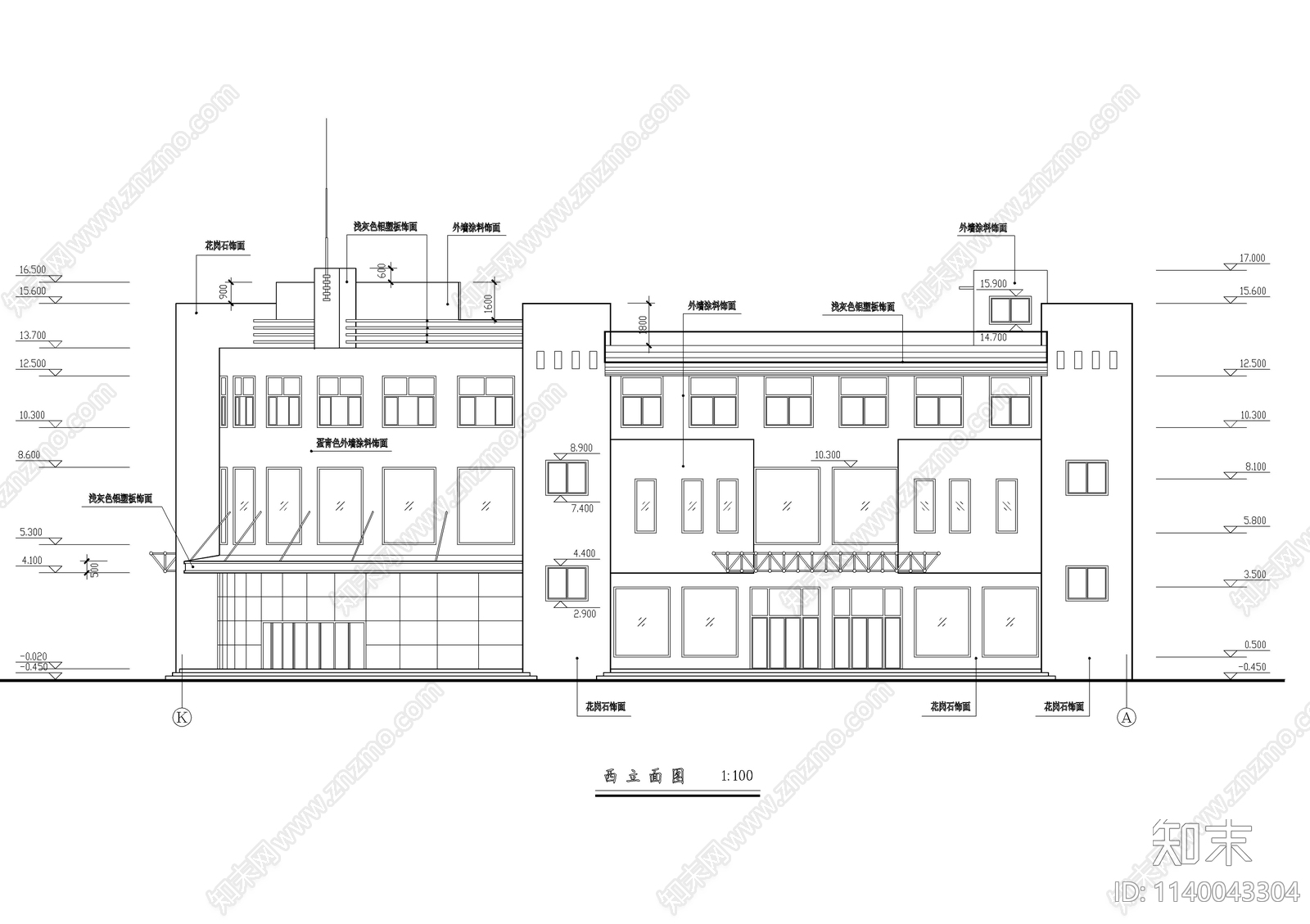 三层综合商场建筑cad施工图下载【ID:1140043304】