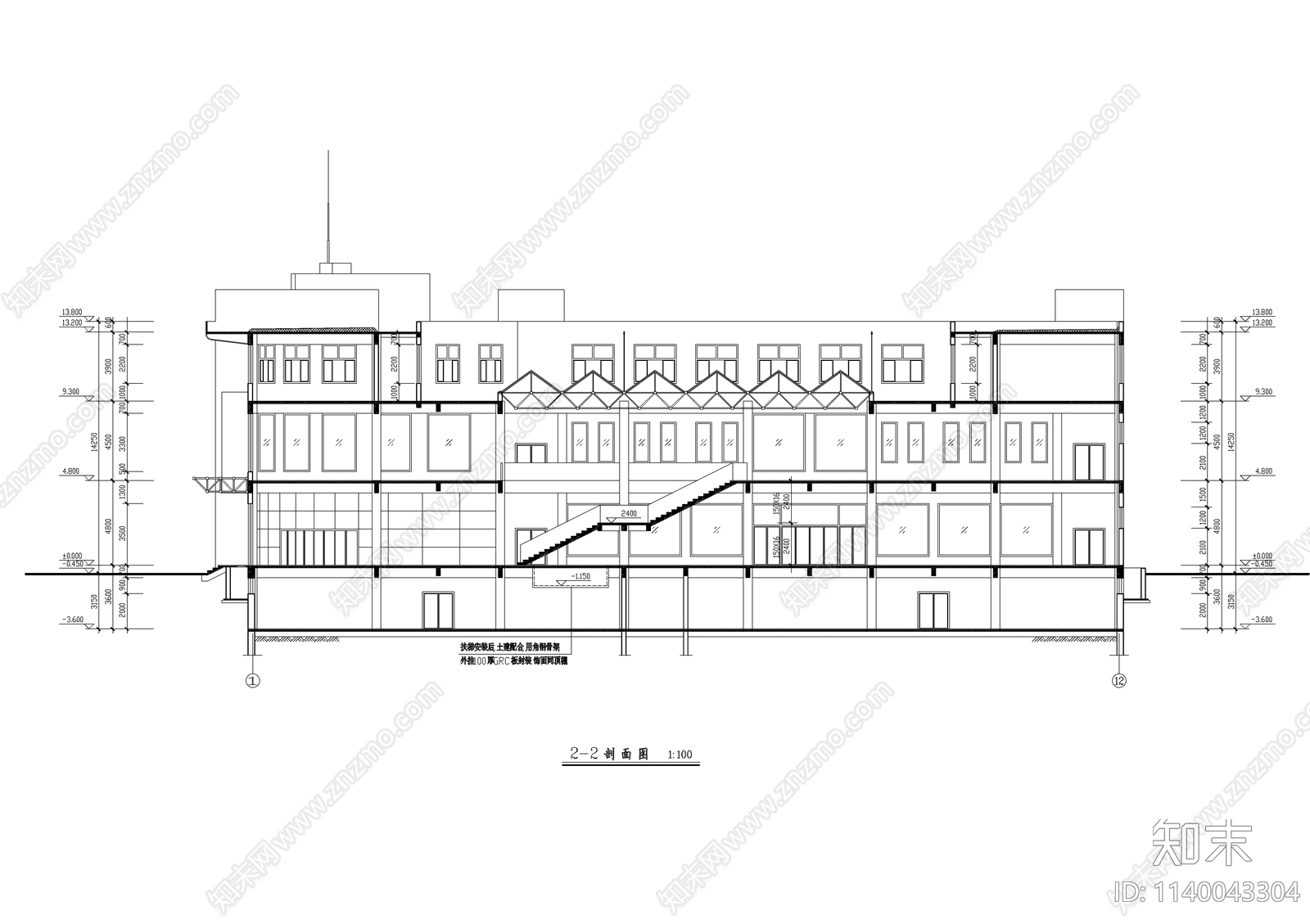 三层综合商场建筑cad施工图下载【ID:1140043304】