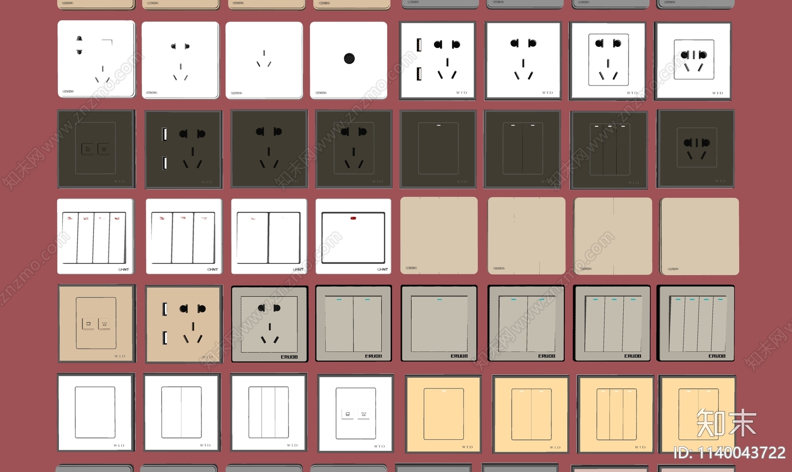 现代开关插座组合SU模型下载【ID:1140043722】