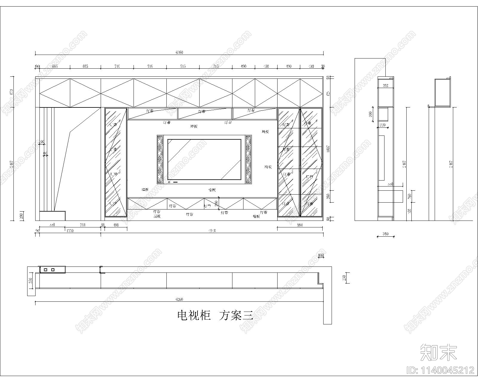 现代客厅电视柜cad施工图下载【ID:1140045212】