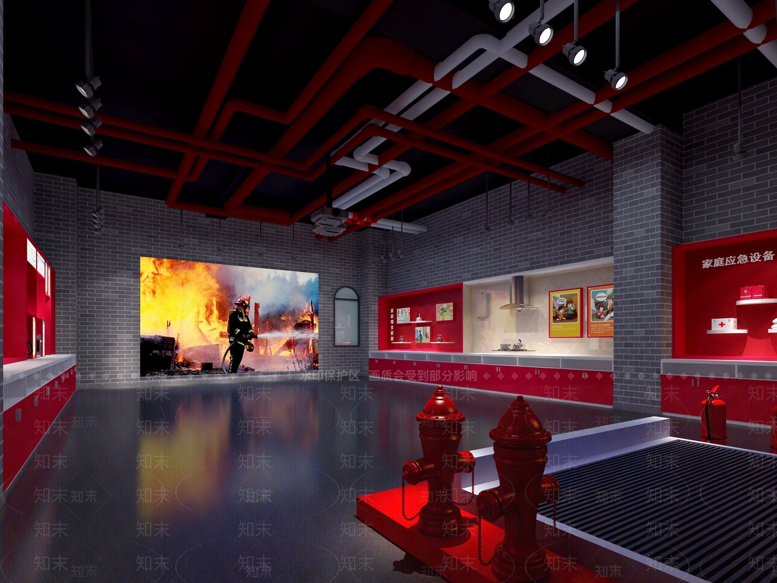 现代消防展厅3D模型下载【ID:1140046176】