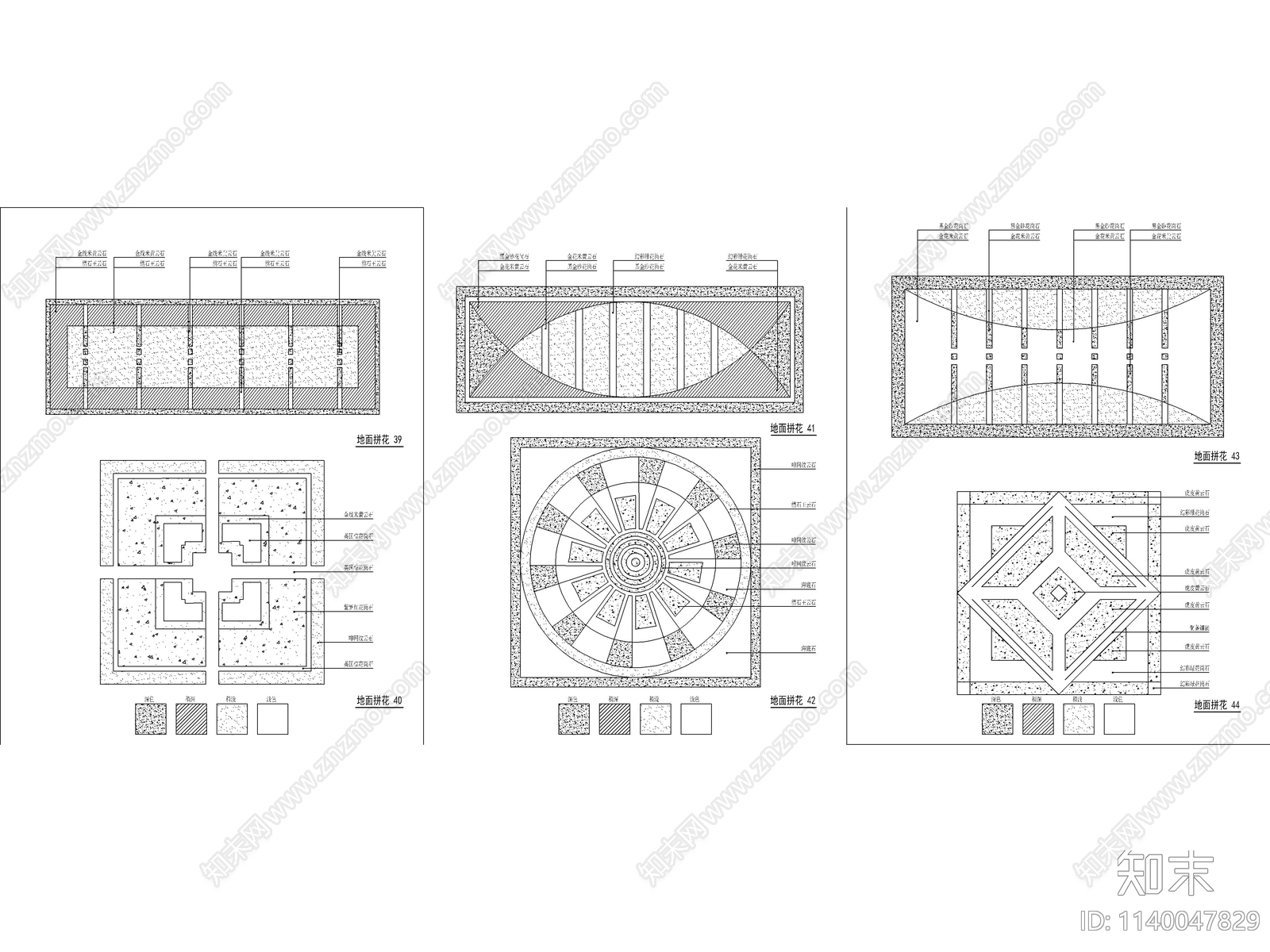 26款景观林园地面拼花图案cad施工图下载【ID:1140047829】
