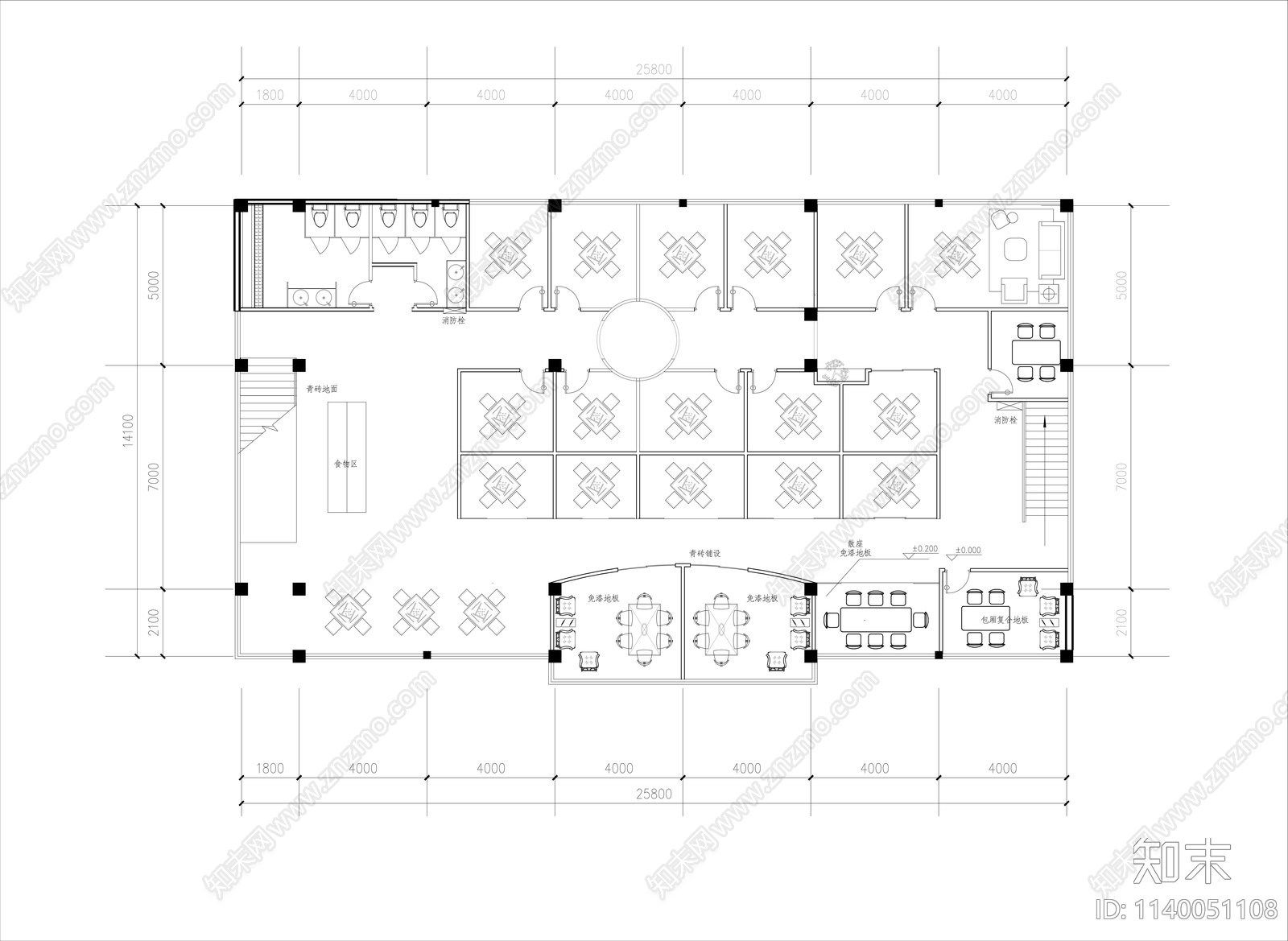 棋牌室平面布置图cad施工图下载【ID:1140051108】