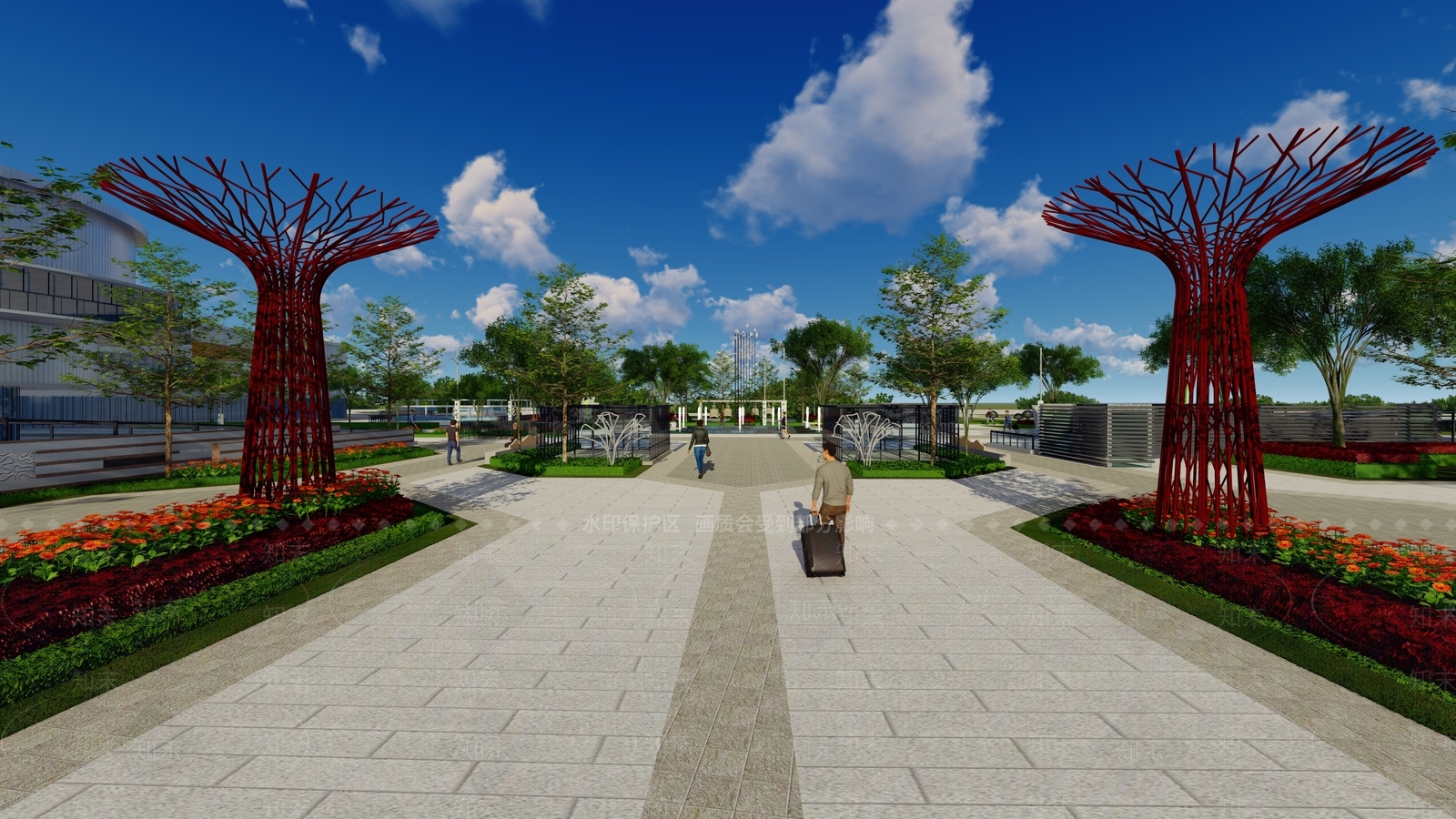 现代办公景观SU模型下载【ID:1140052883】
