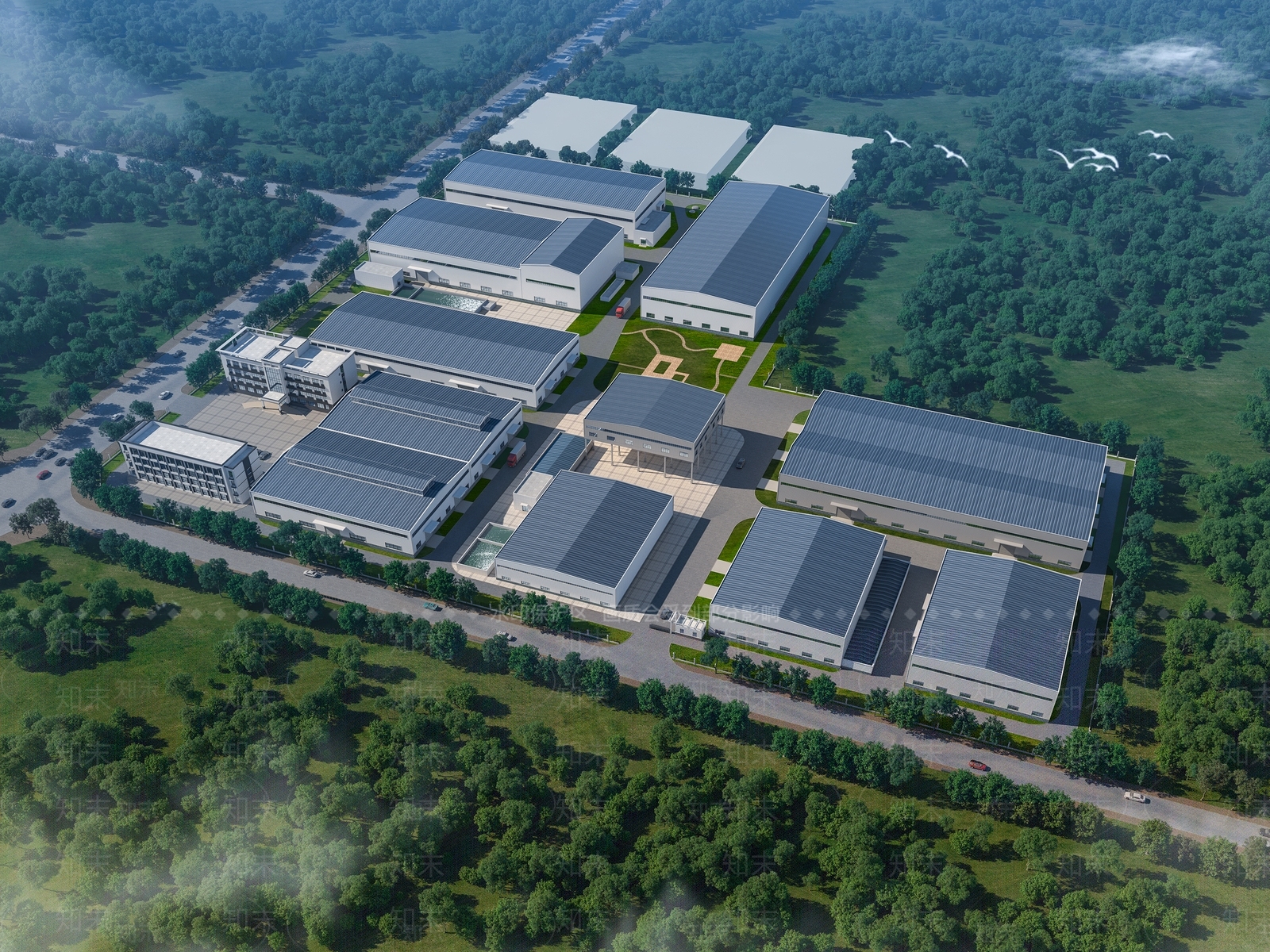 现代工业厂房3D模型下载【ID:1140054134】