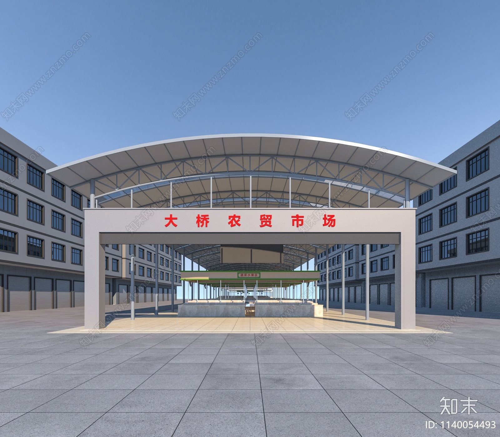 现代农贸市场3D模型下载【ID:1140054493】