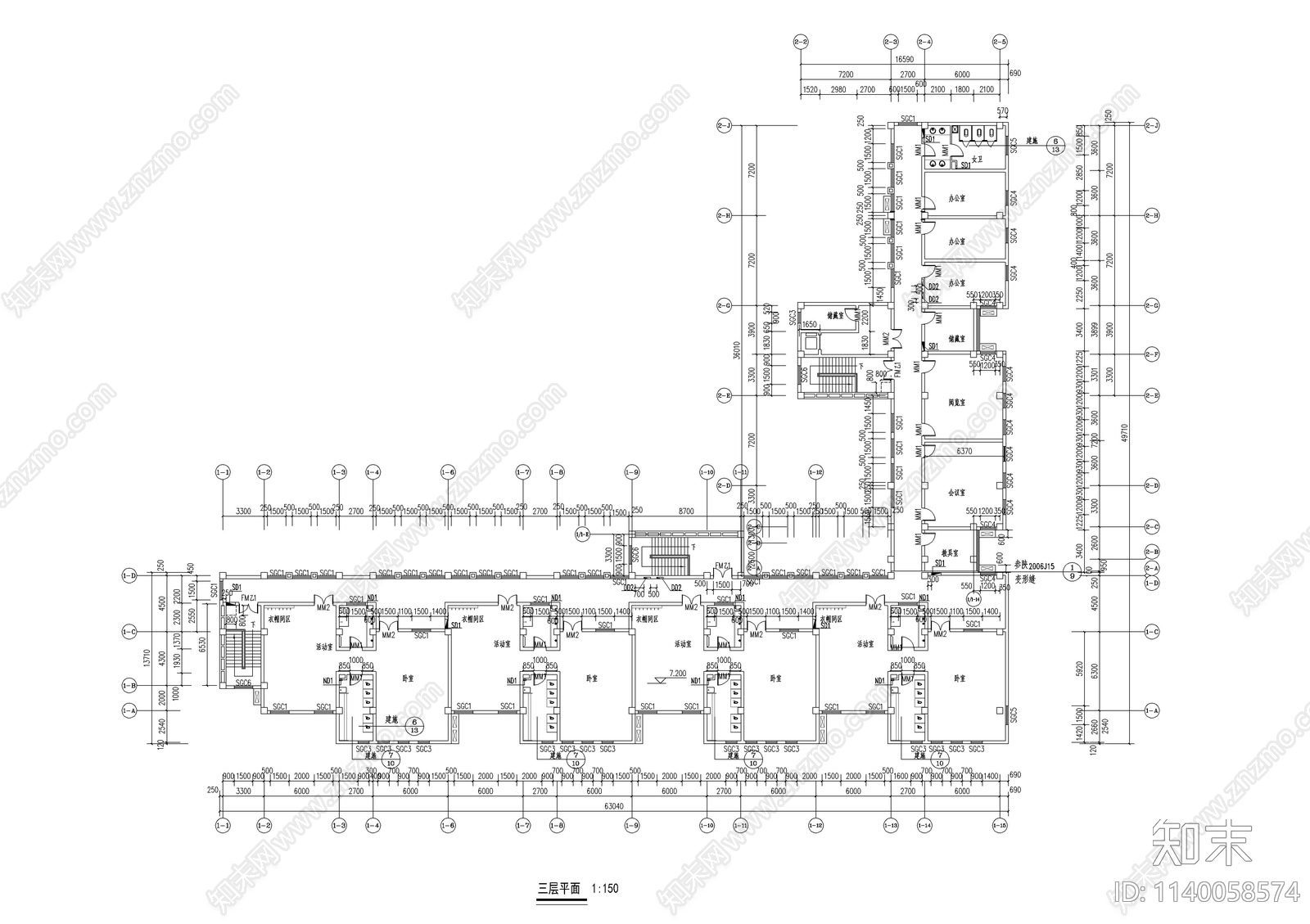 幼儿园建筑cad施工图下载【ID:1140058574】