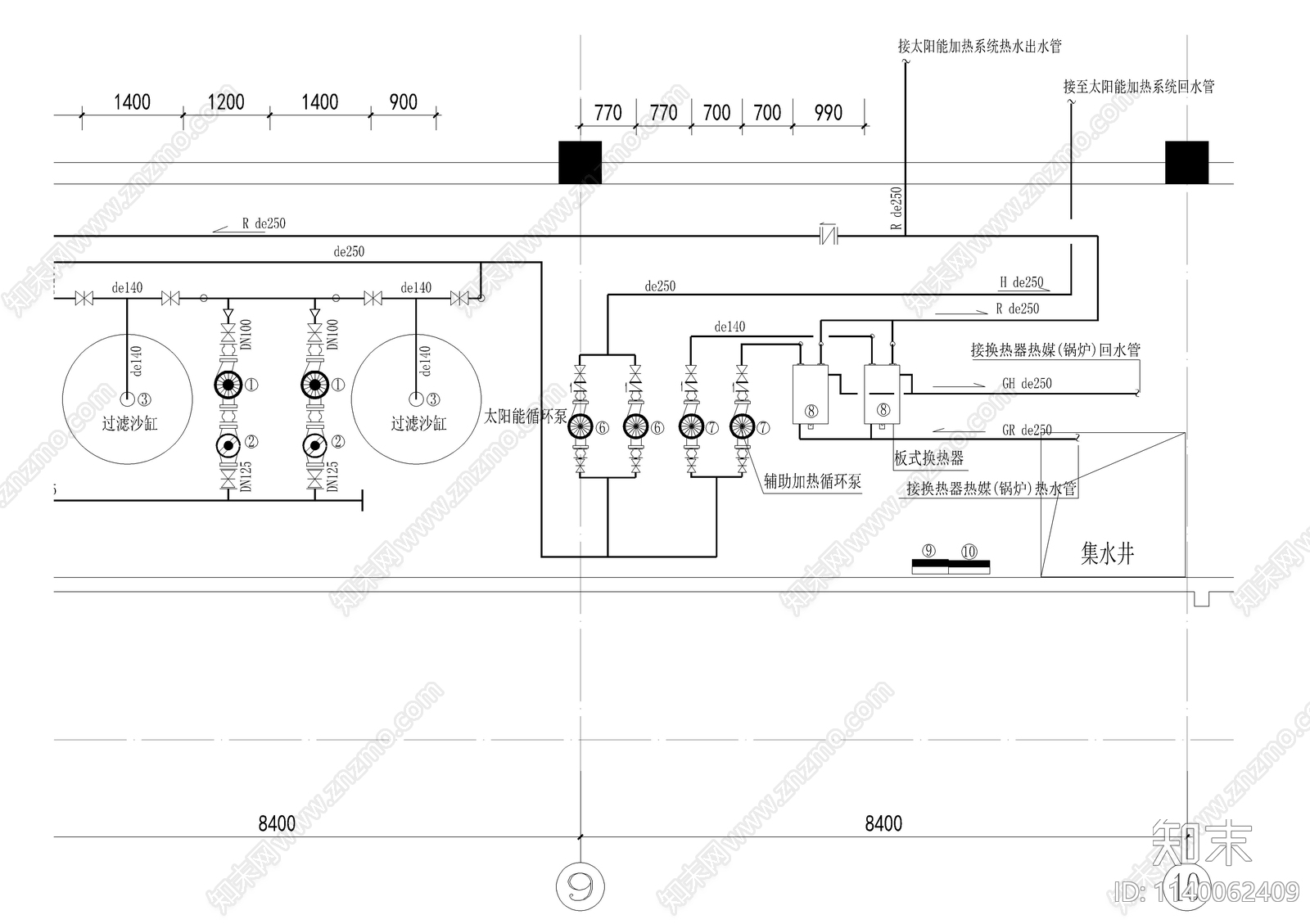 游泳池水处理机房详图cad施工图下载【ID:1140062409】