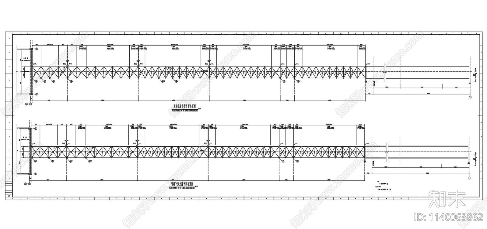 钢结构桁架通廊结构cad施工图下载【ID:1140063862】