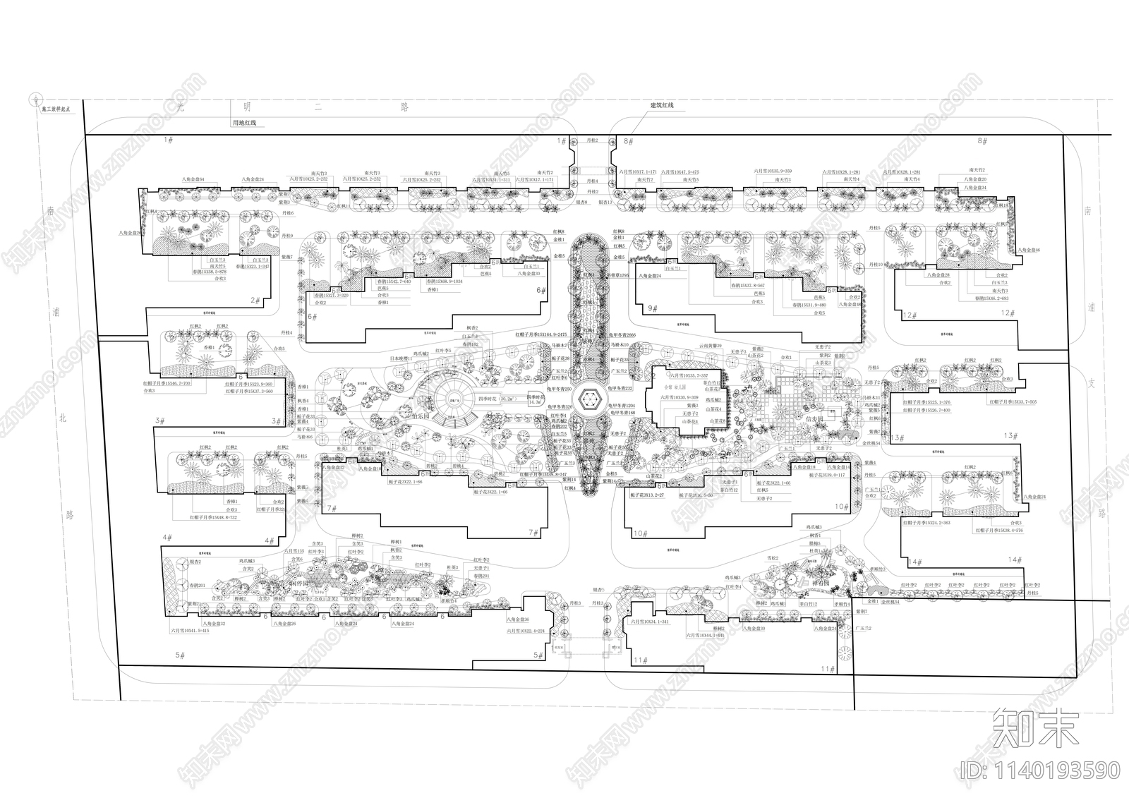 48套小区绿化设计总平图施工图下载【ID:1140193590】