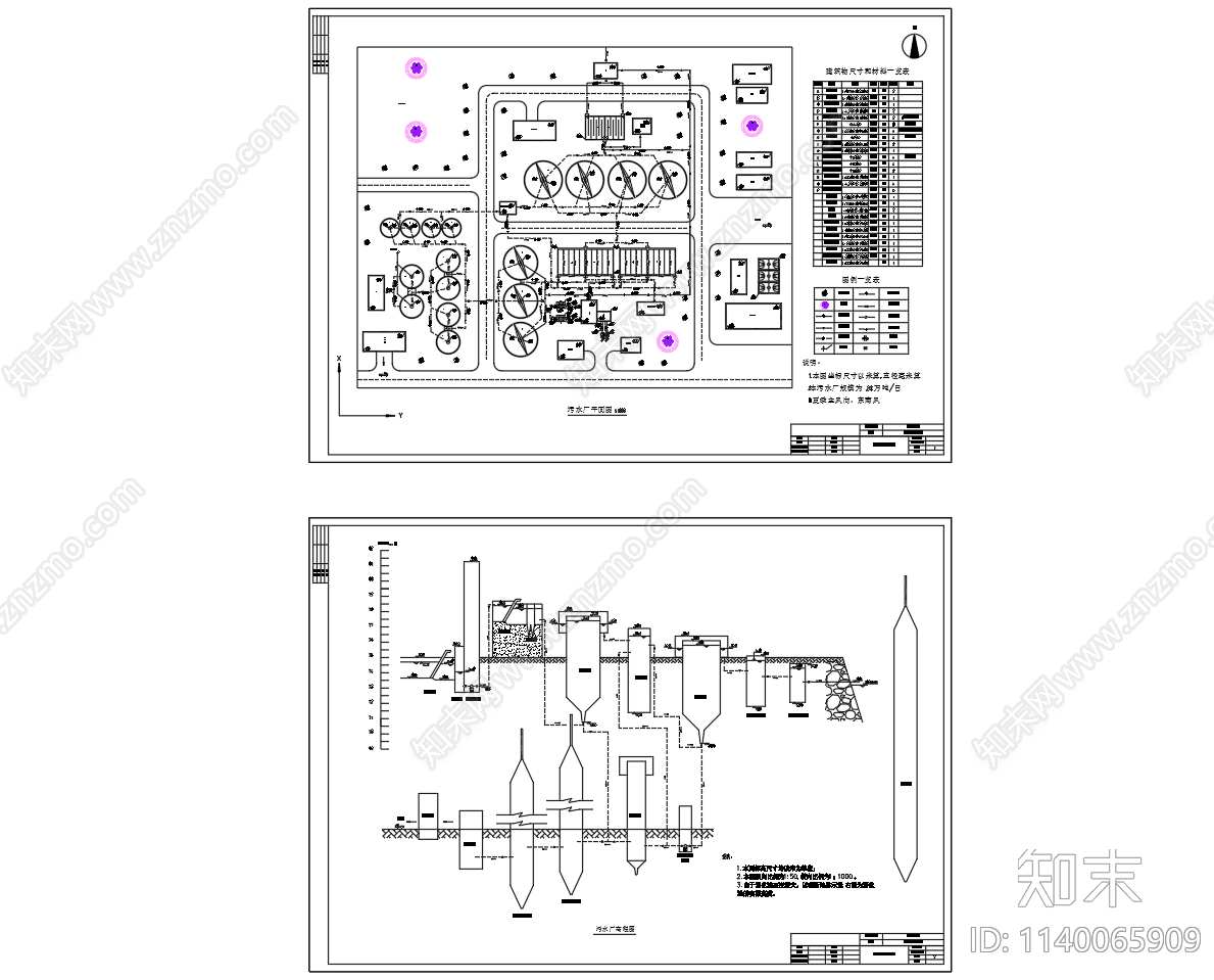 20万吨污水厂流程图cad施工图下载【ID:1140065909】