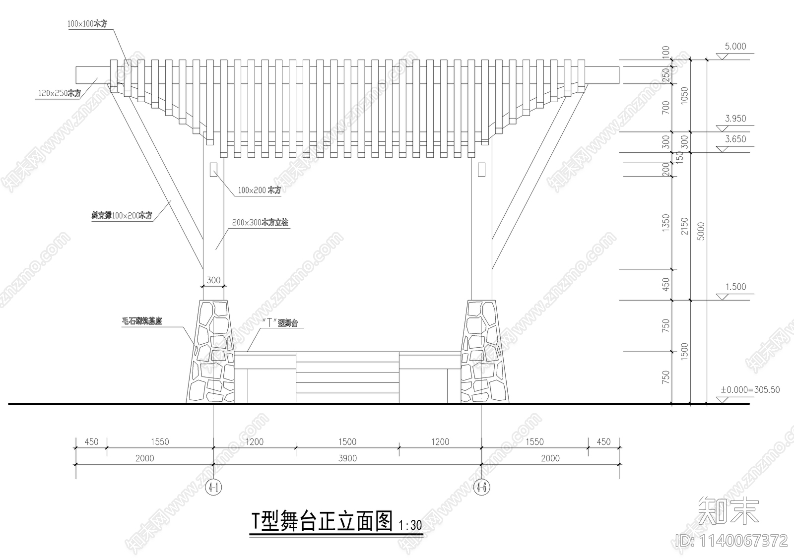 T型舞台全套cad施工图下载【ID:1140067372】