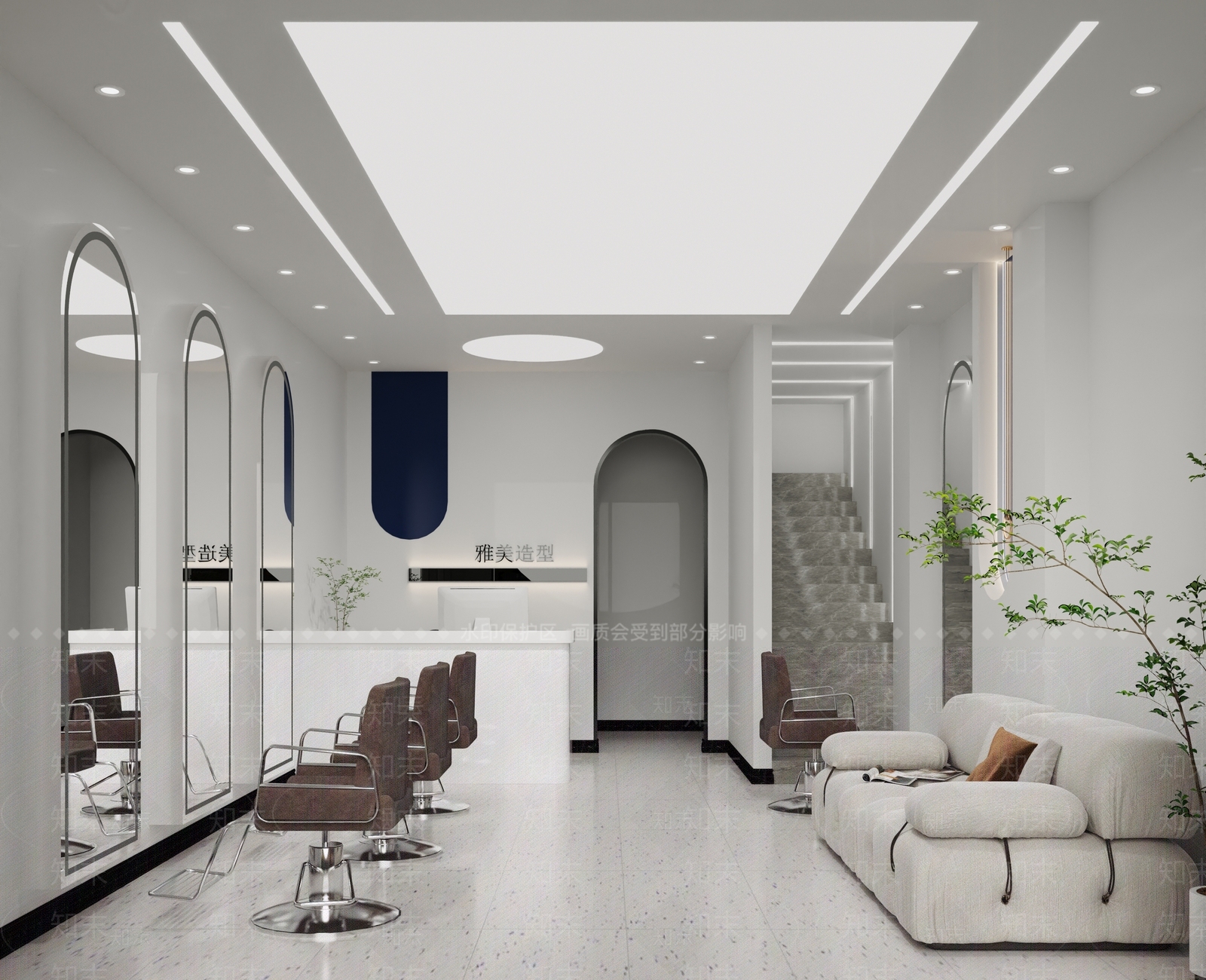 现代简约理发店3D模型下载【ID:1140068401】