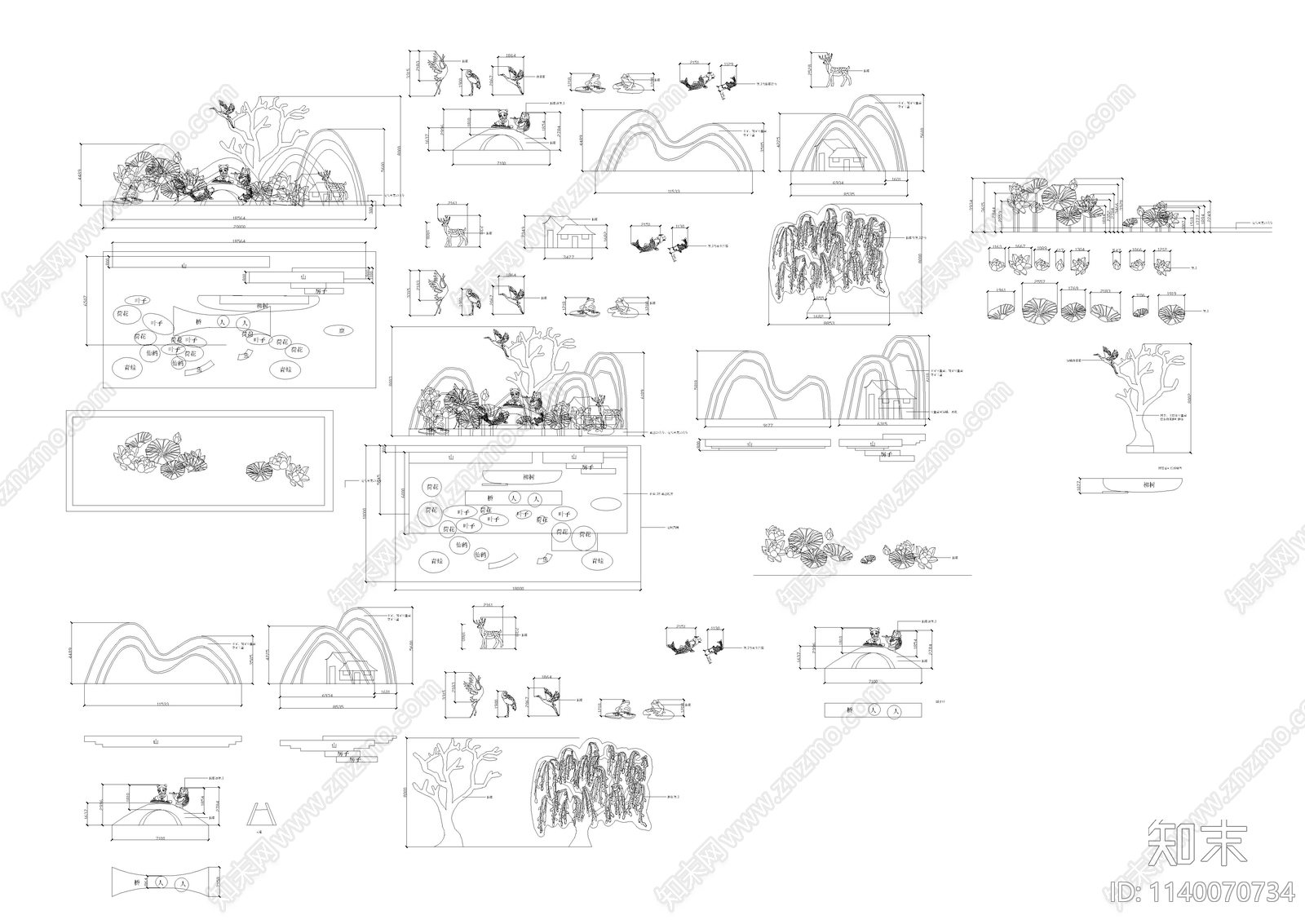 雕塑景观小品cad施工图下载【ID:1140070734】