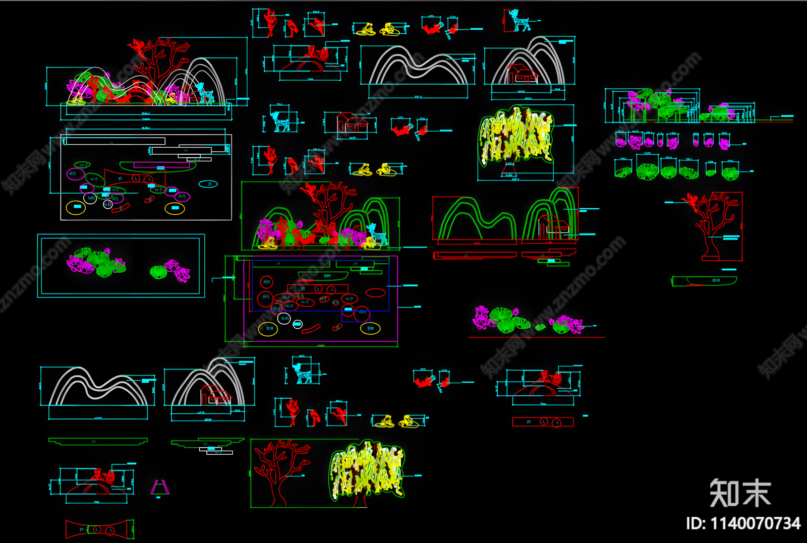 雕塑景观小品cad施工图下载【ID:1140070734】