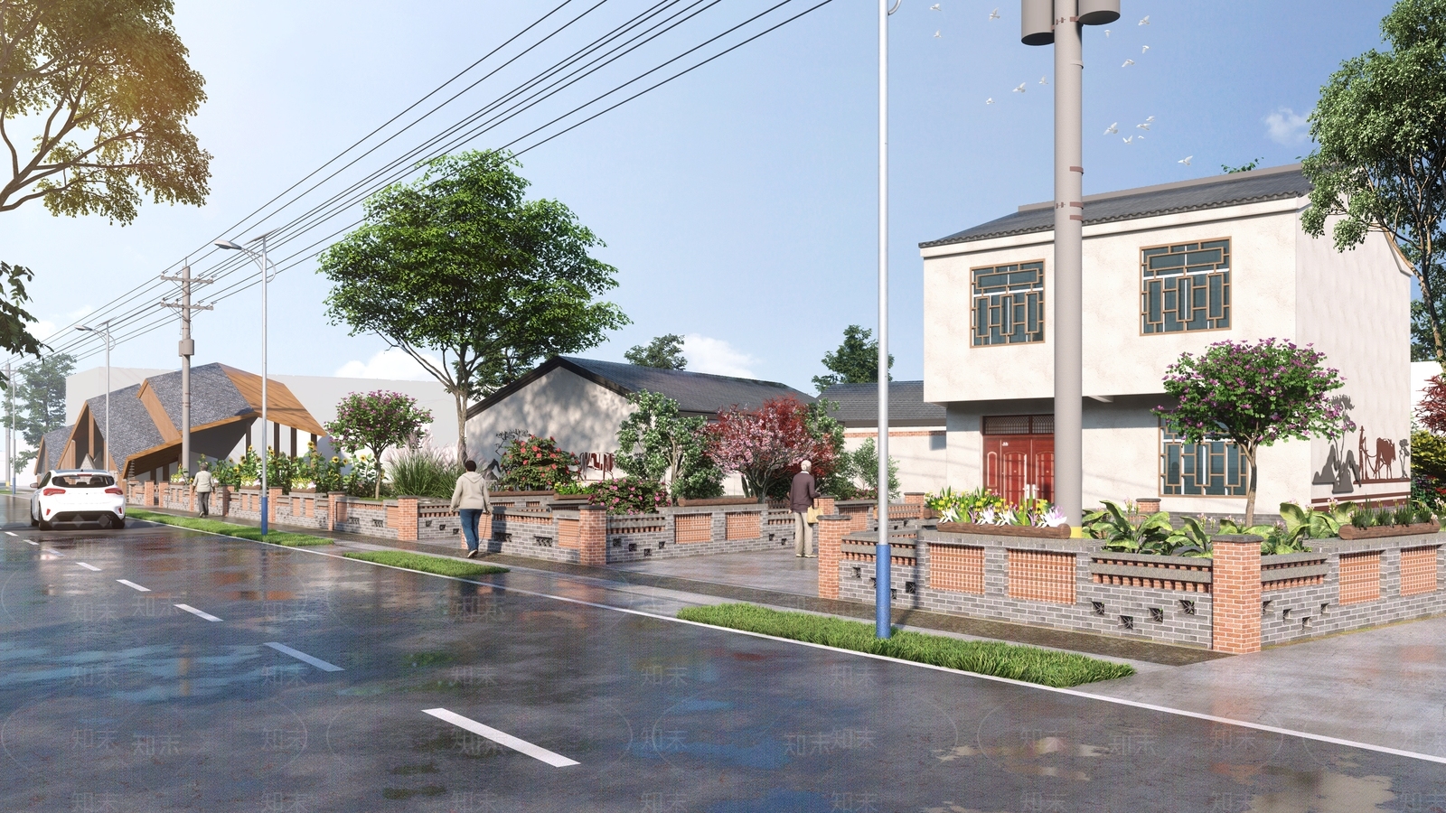 现代美丽乡村SU模型下载【ID:1140071375】