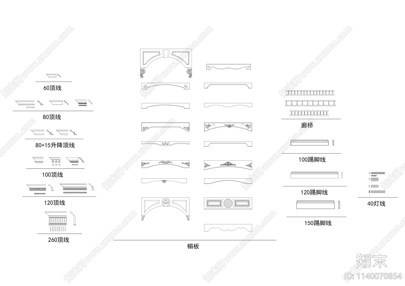 罗马柱顶线装饰构件施工图下载【ID:1140070854】