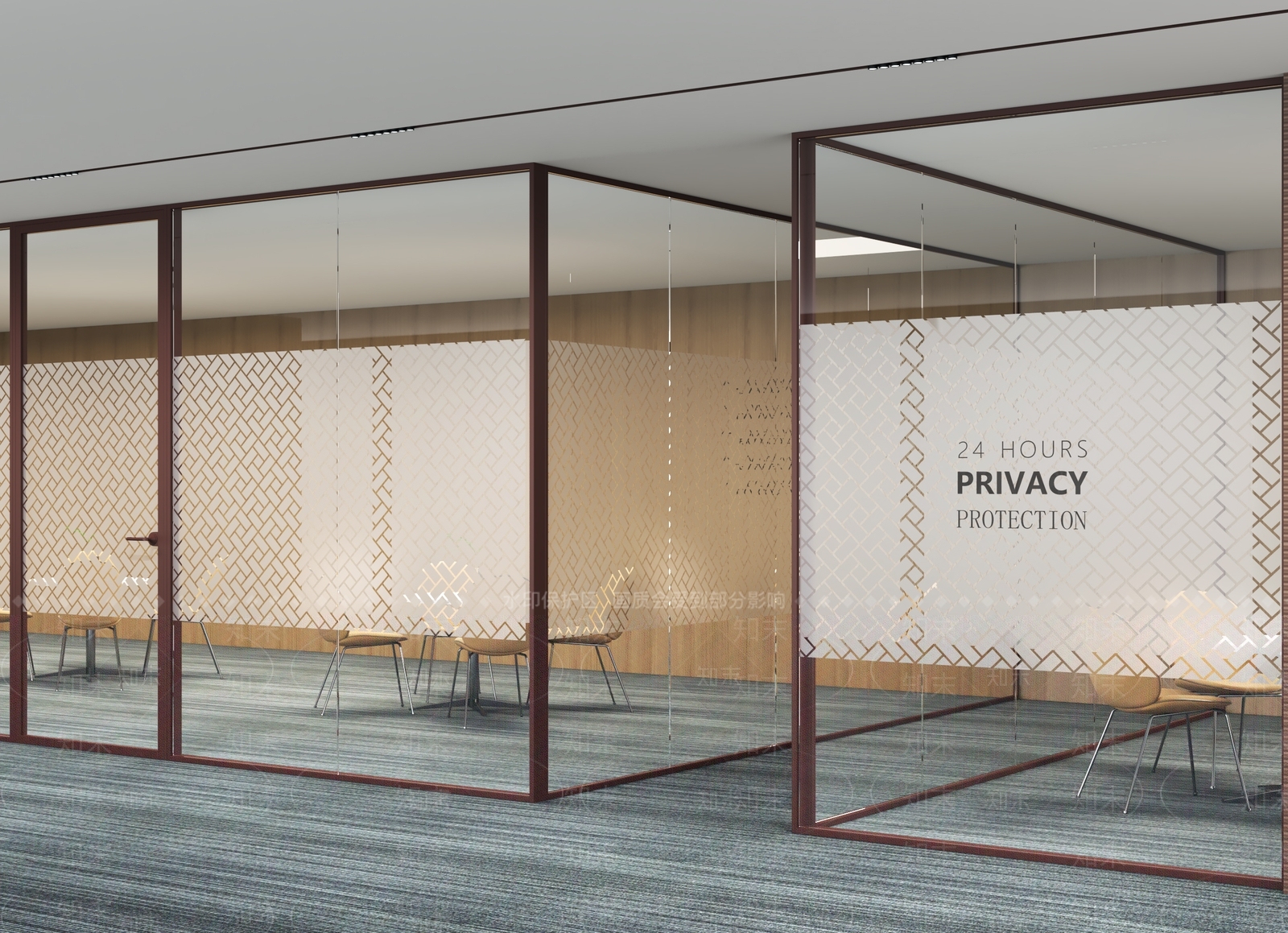 现代办公室玻璃隔断3D模型下载【ID:1140073716】