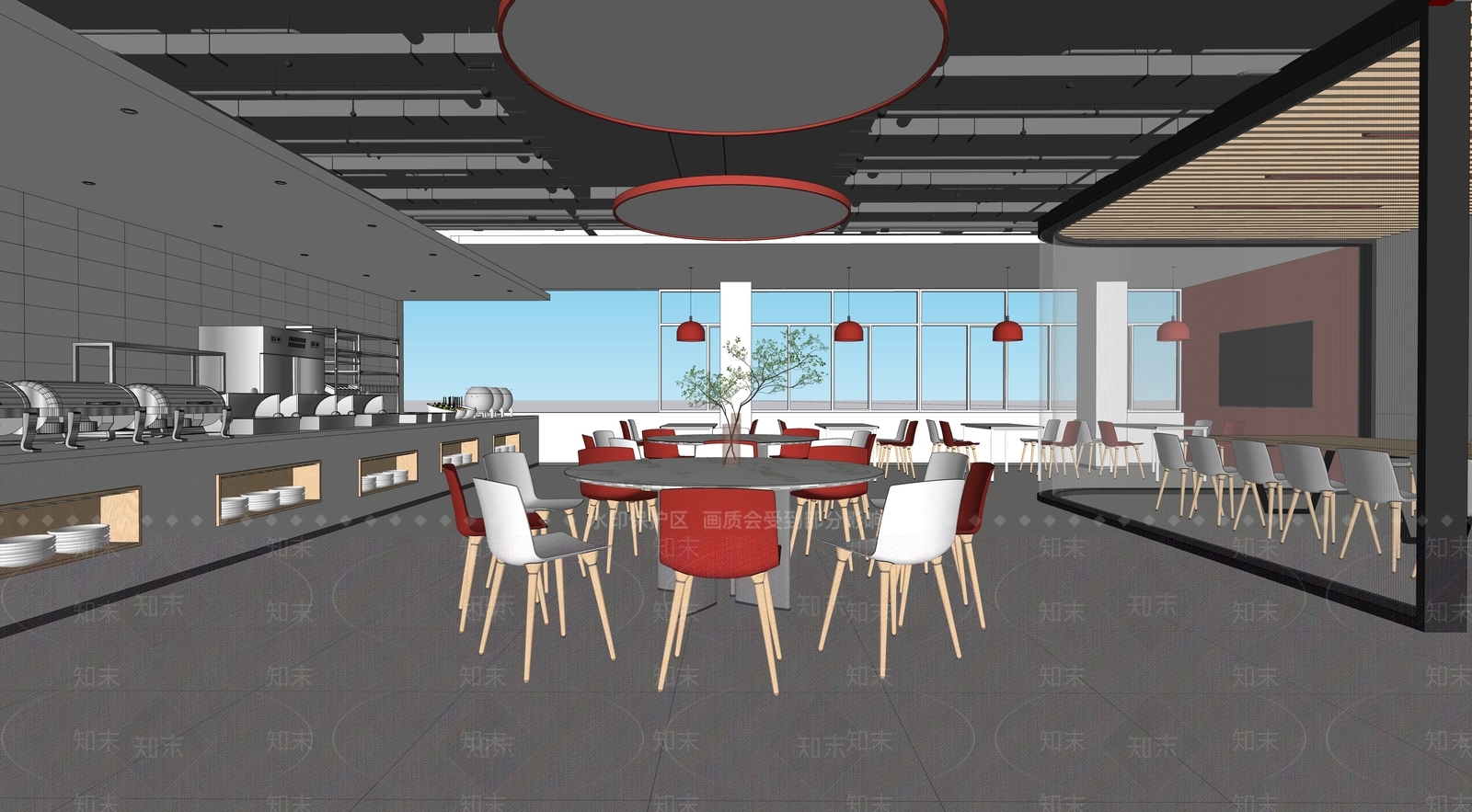 现代公司员工食堂SU模型下载【ID:1140081395】