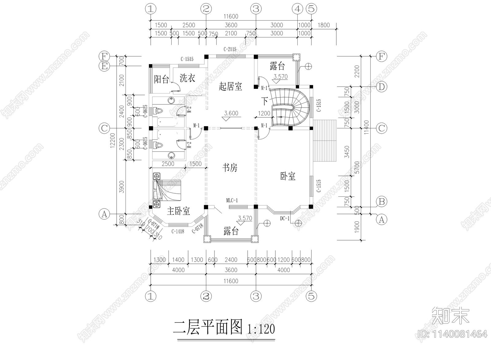 小别墅全套建筑cad施工图下载【ID:1140081464】