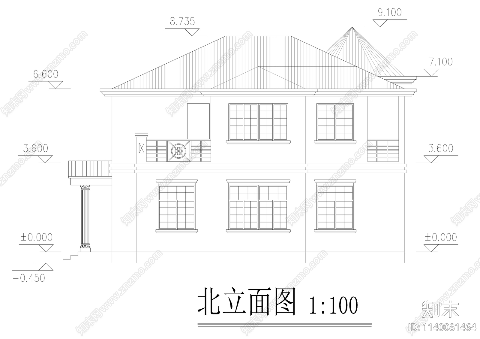 小别墅全套建筑cad施工图下载【ID:1140081464】