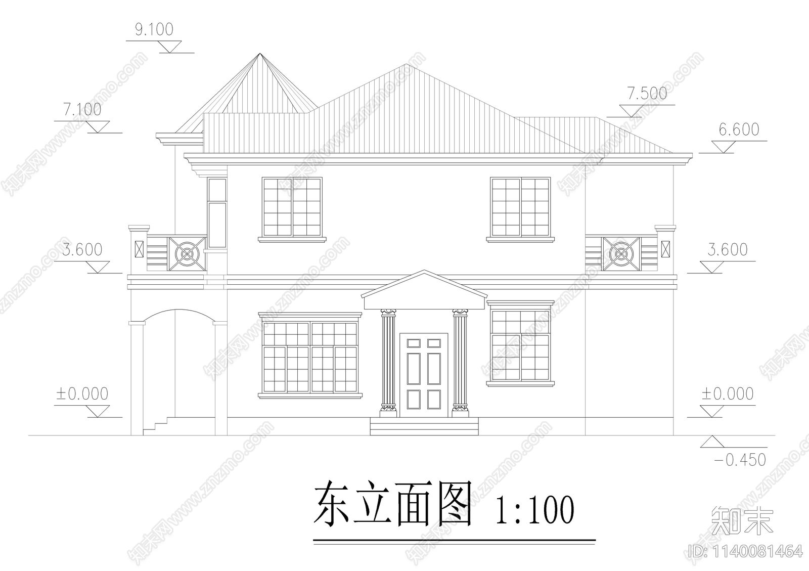 小别墅全套建筑cad施工图下载【ID:1140081464】