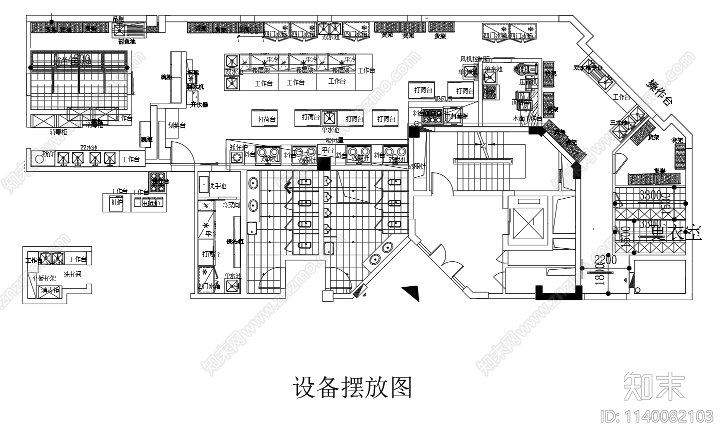 学生食堂厨房工作间cad施工图下载【ID:1140082103】