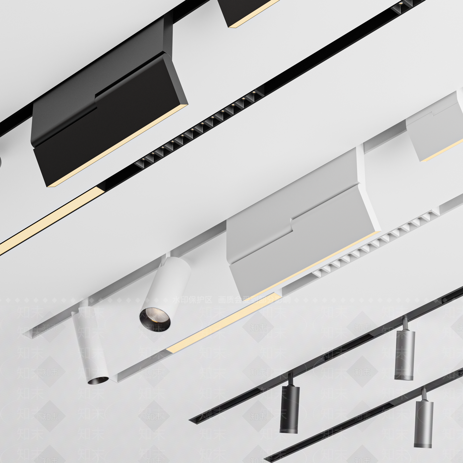 现代筒灯射灯3D模型下载【ID:1140083473】