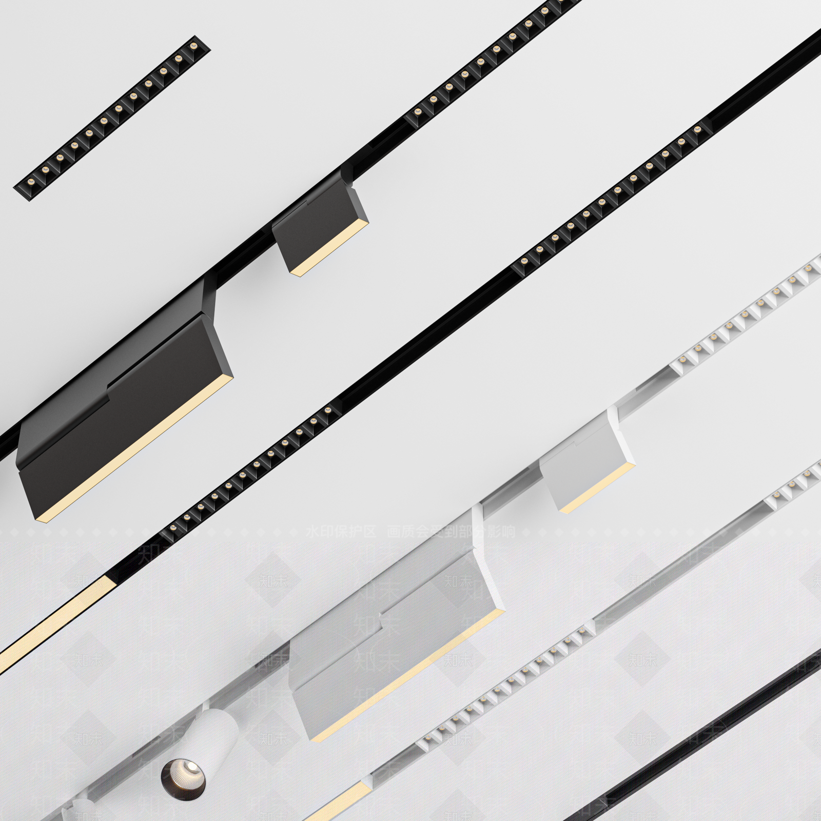 现代筒灯射灯3D模型下载【ID:1140083473】