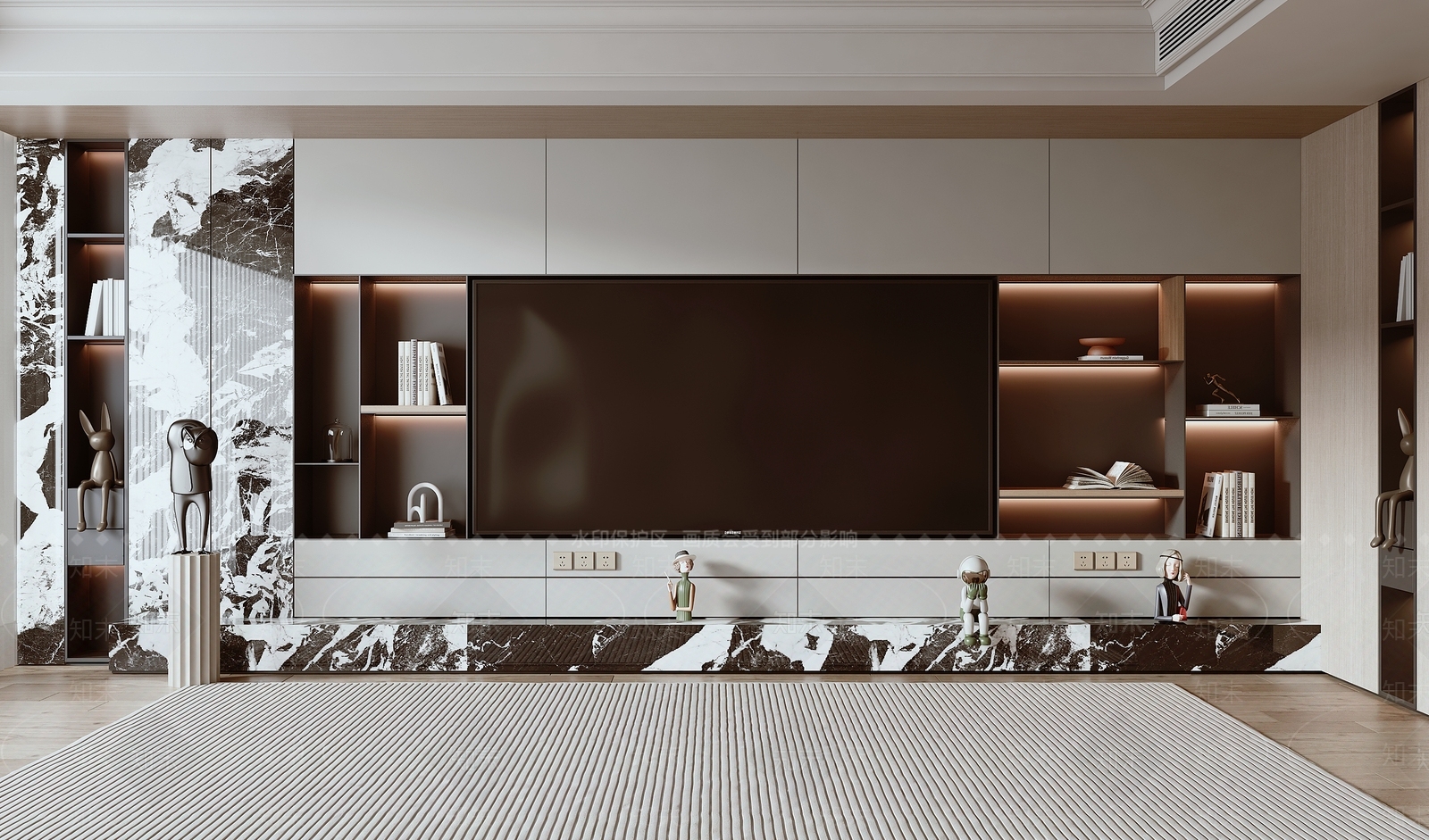 现代电视背景墙3D模型下载【ID:1140087136】