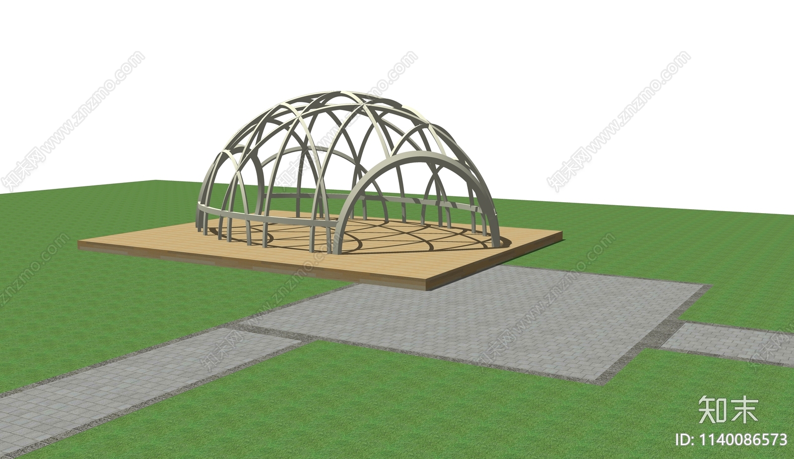 现代景观异形廊架SU模型下载【ID:1140086573】