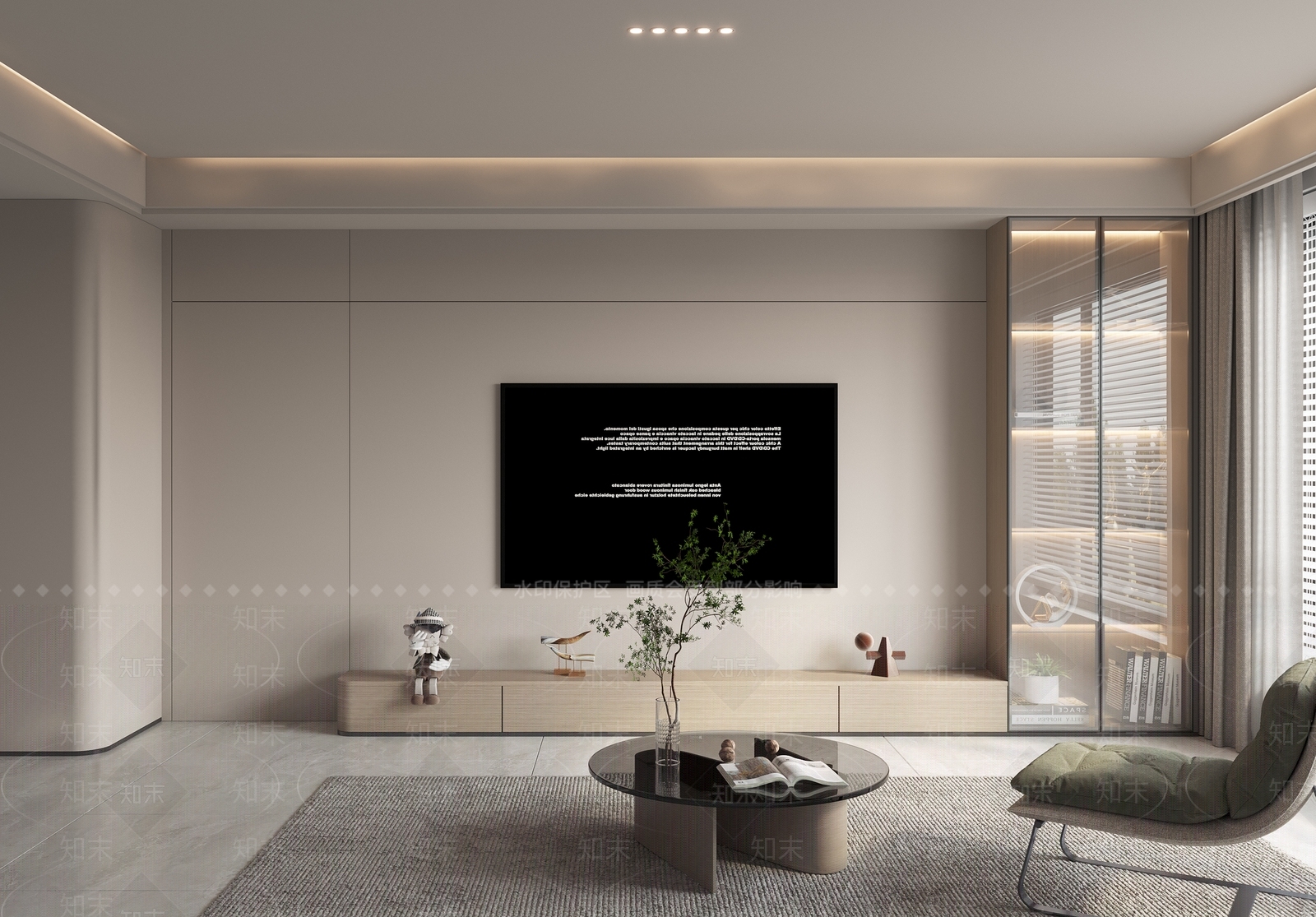 现代客餐厅电视背景3D模型下载【ID:1140090026】