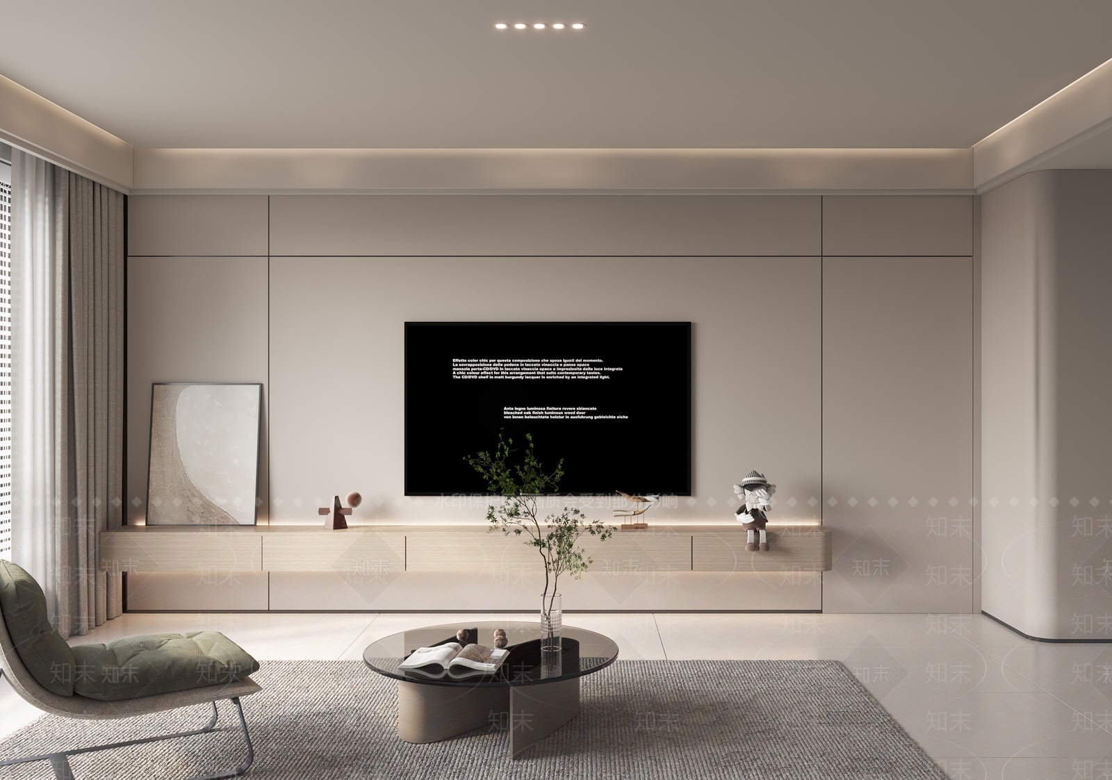 现代客餐厅电视背景3D模型下载【ID:1140090878】