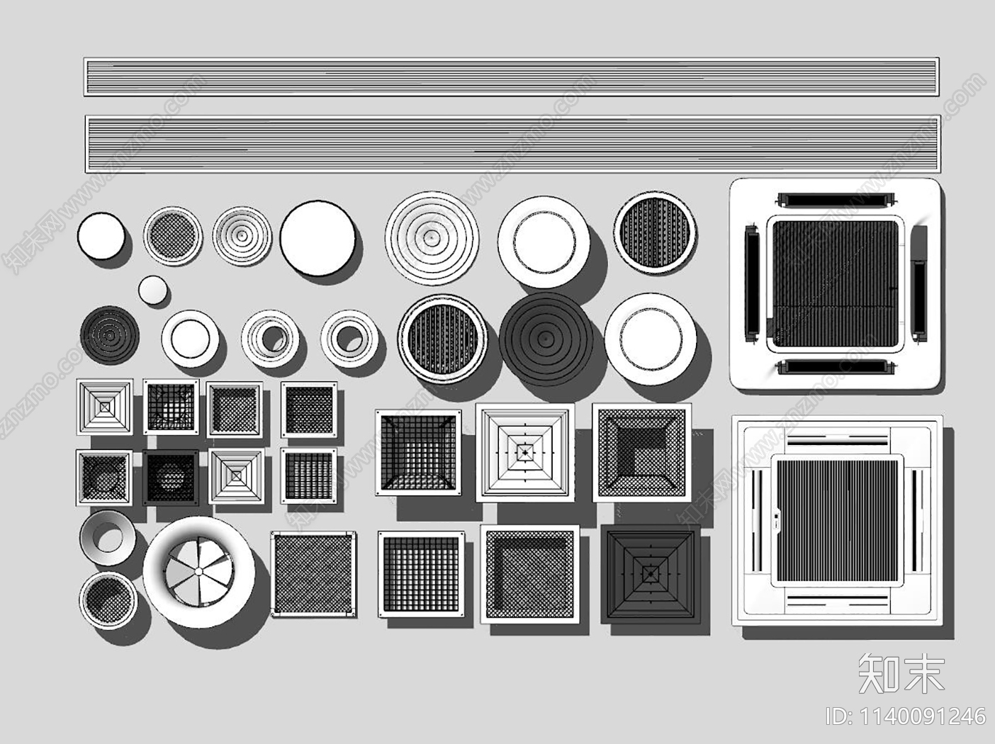 现代空调风口SU模型下载【ID:1140091246】