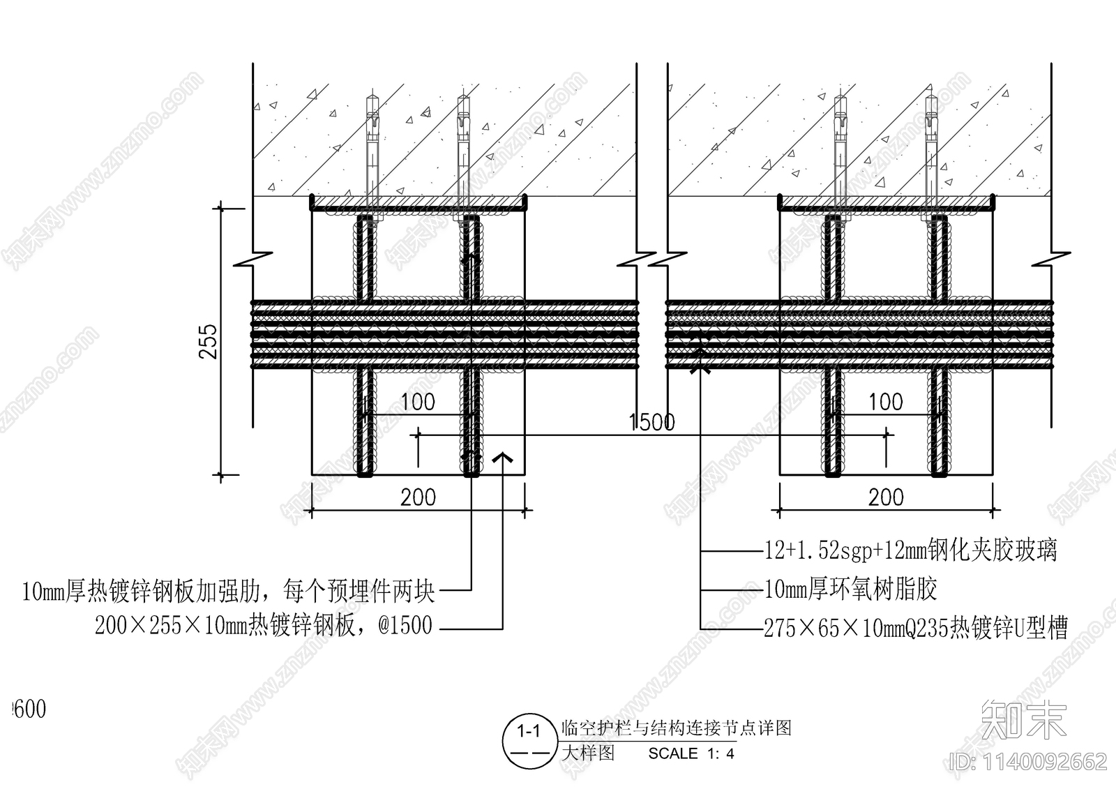 临空及楼梯护栏通用大样cad施工图下载【ID:1140092662】