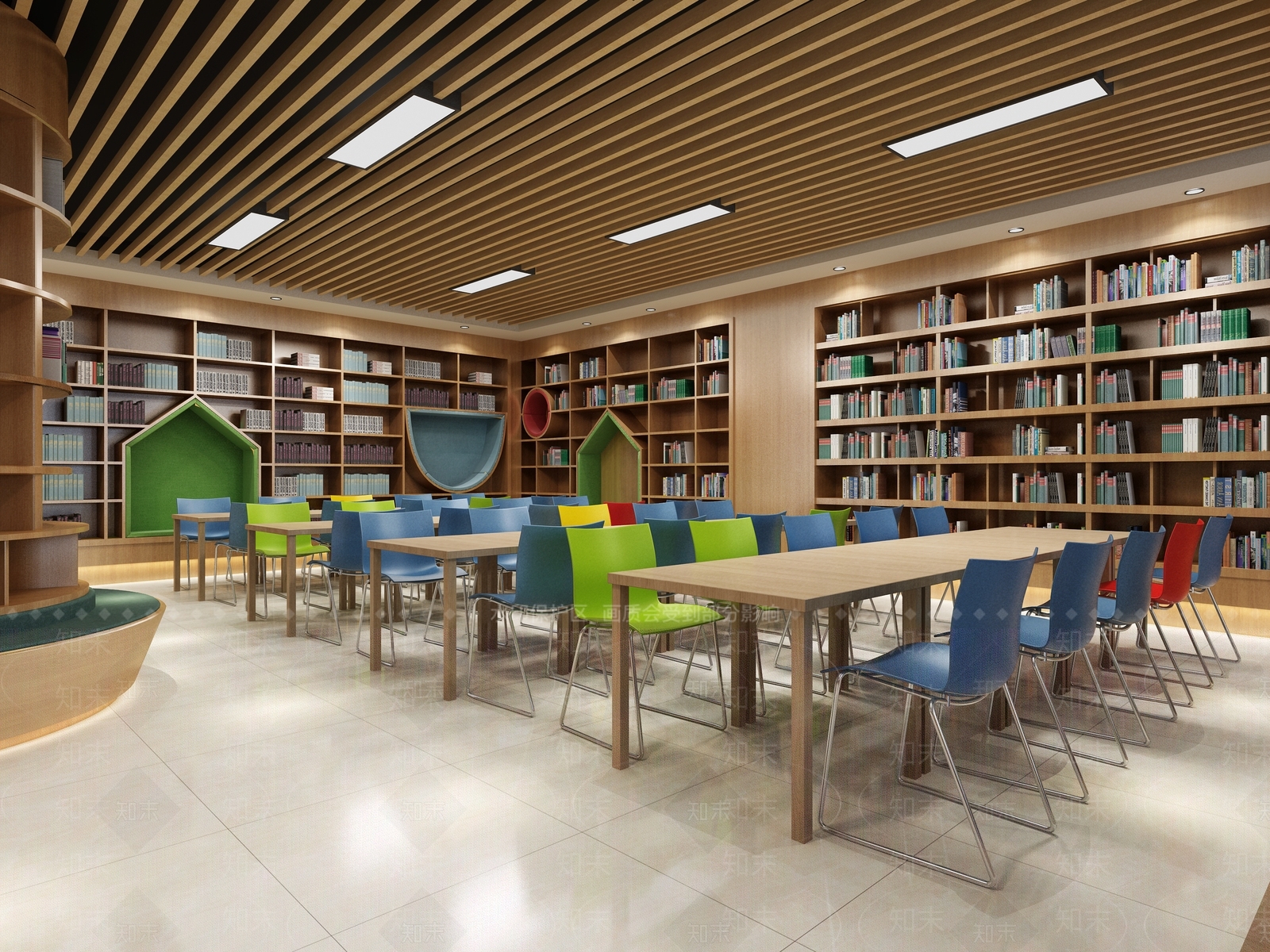 现代图书室3D模型下载【ID:1140092921】