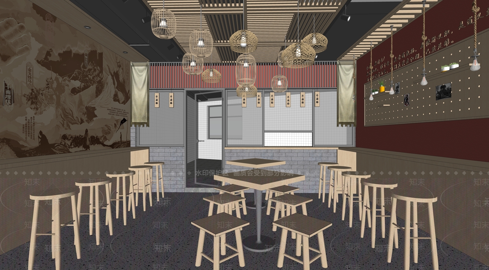 现代牛杂面快餐店SU模型下载【ID:1140093148】