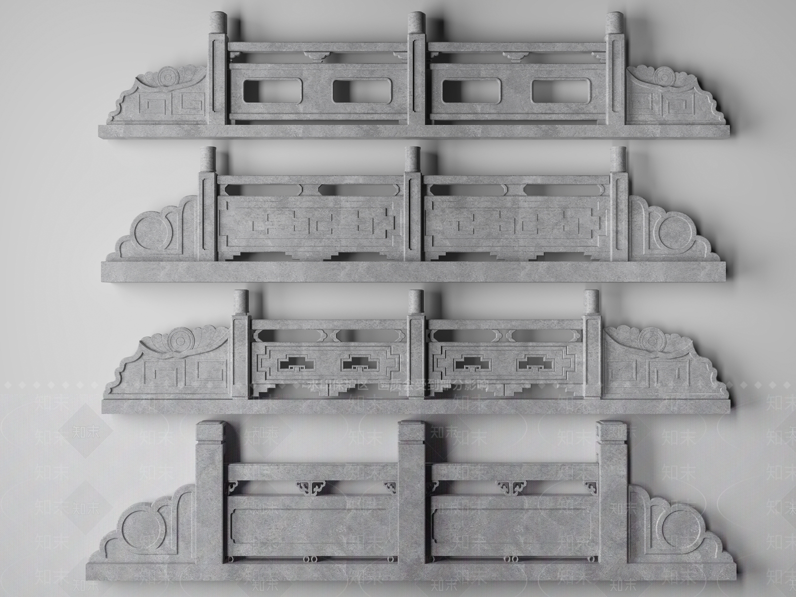 中式大理石护栏3D模型下载【ID:1140096451】