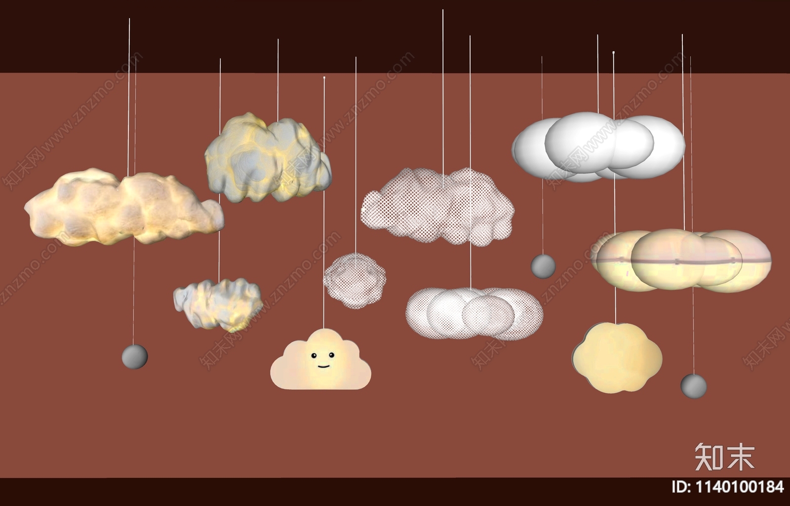 北欧风云朵吊灯SU模型下载【ID:1140100184】