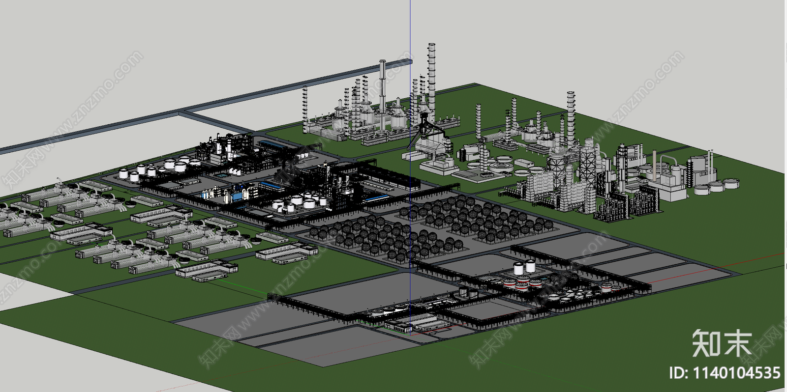 现代化工工业厂区SU模型下载【ID:1140104535】