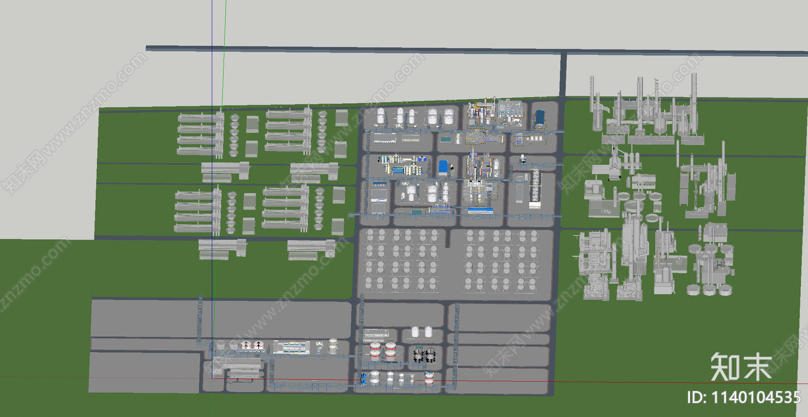 现代化工工业厂区SU模型下载【ID:1140104535】