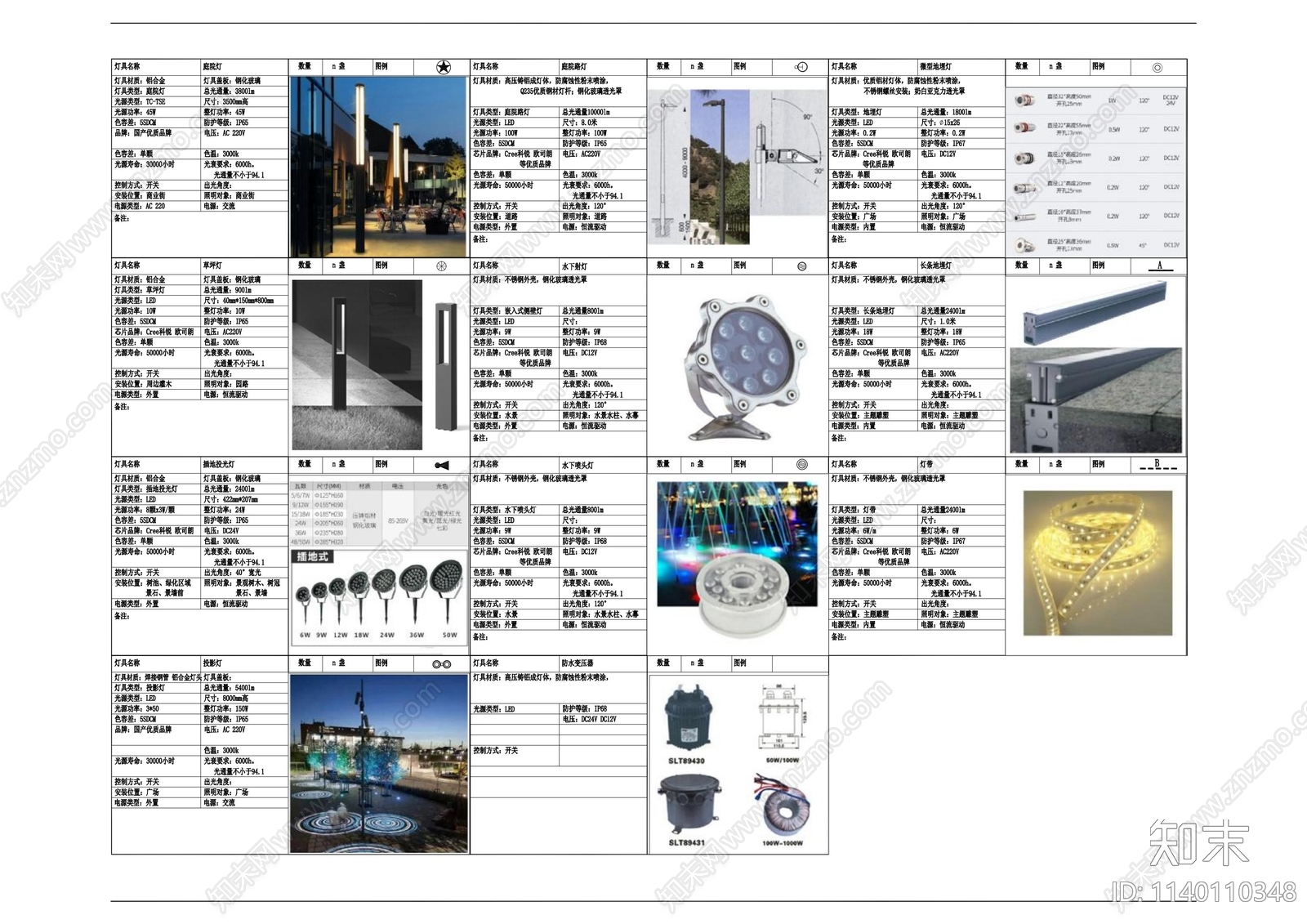 地块景观照明详图施工图下载【ID:1140110348】