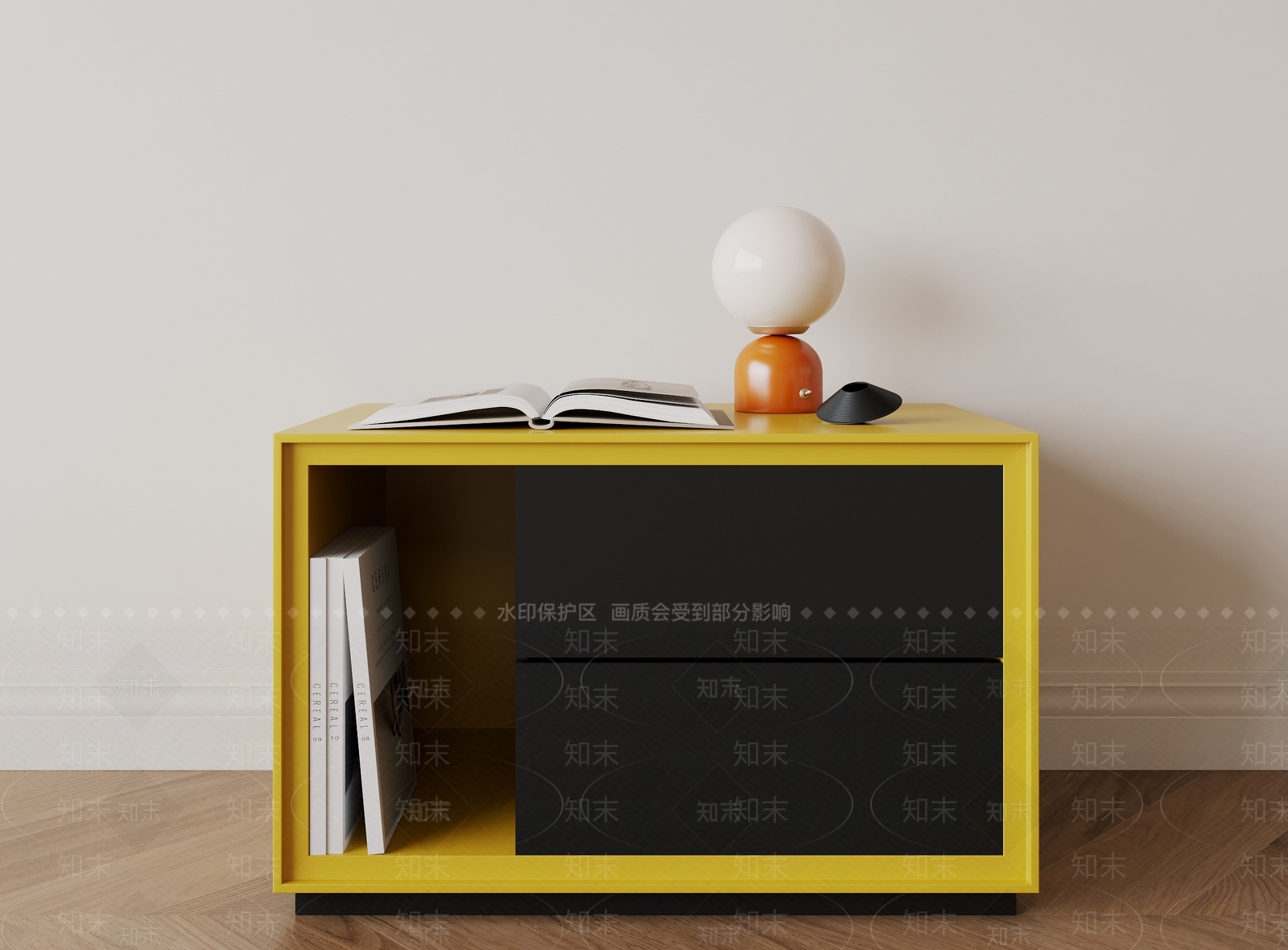 现代柠檬黄儿童床头柜3D模型下载【ID:1140114248】