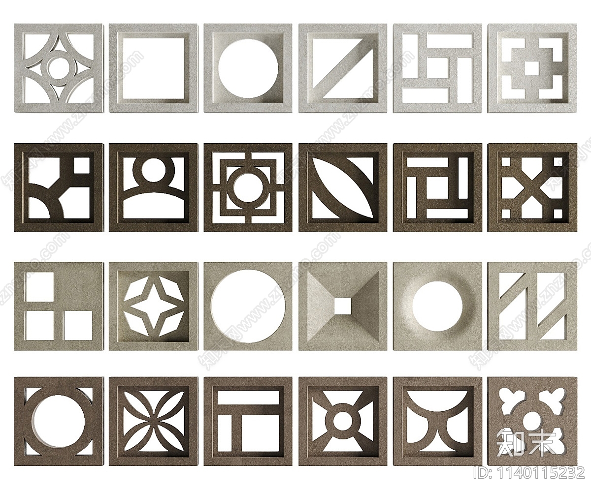 现代水泥砖隔断SU模型下载【ID:1140115232】