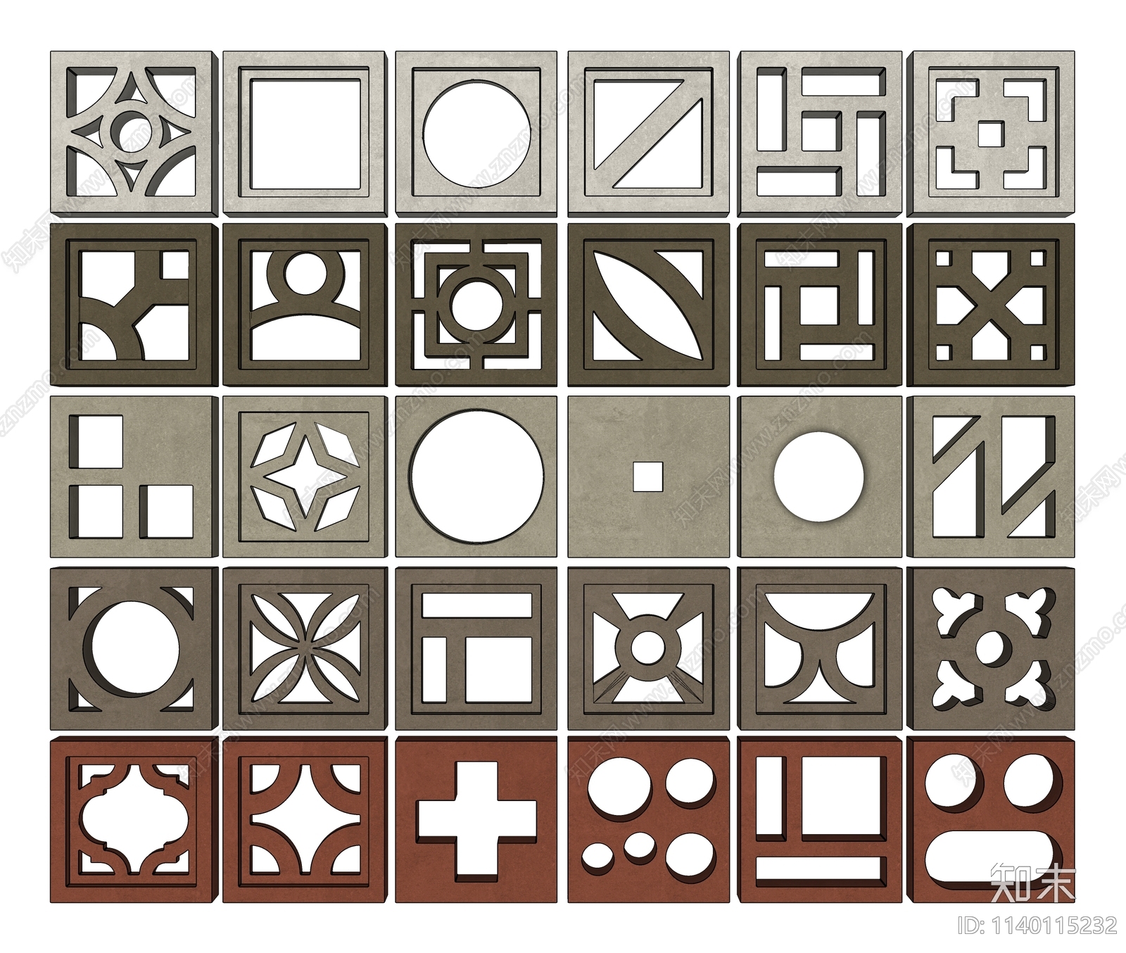 现代水泥砖隔断SU模型下载【ID:1140115232】