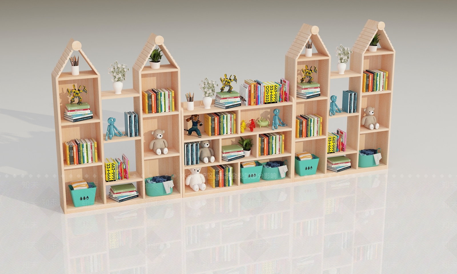现代儿童卡通休闲书柜3D模型下载【ID:1140115296】