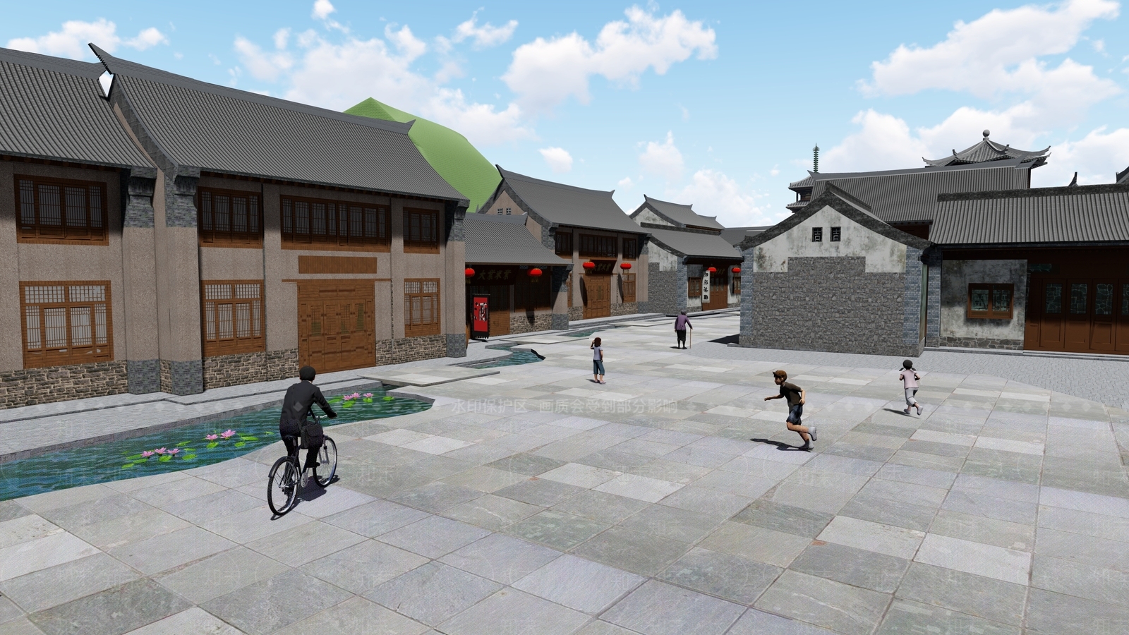 现代乡村建筑广场景观SU模型下载【ID:1140115786】