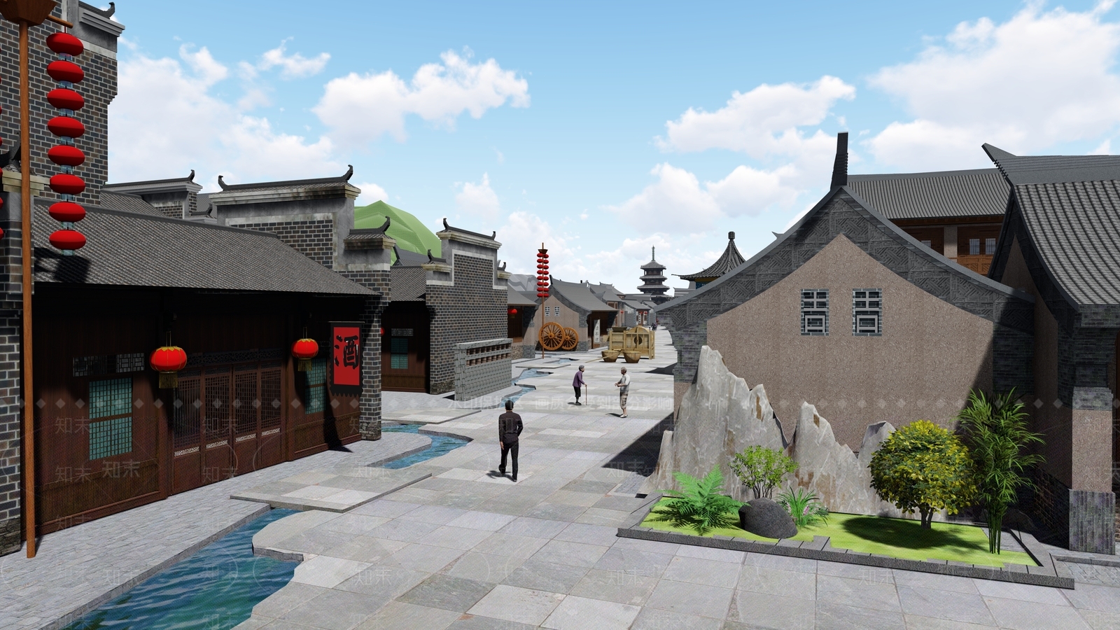 现代乡村建筑广场景观SU模型下载【ID:1140115786】