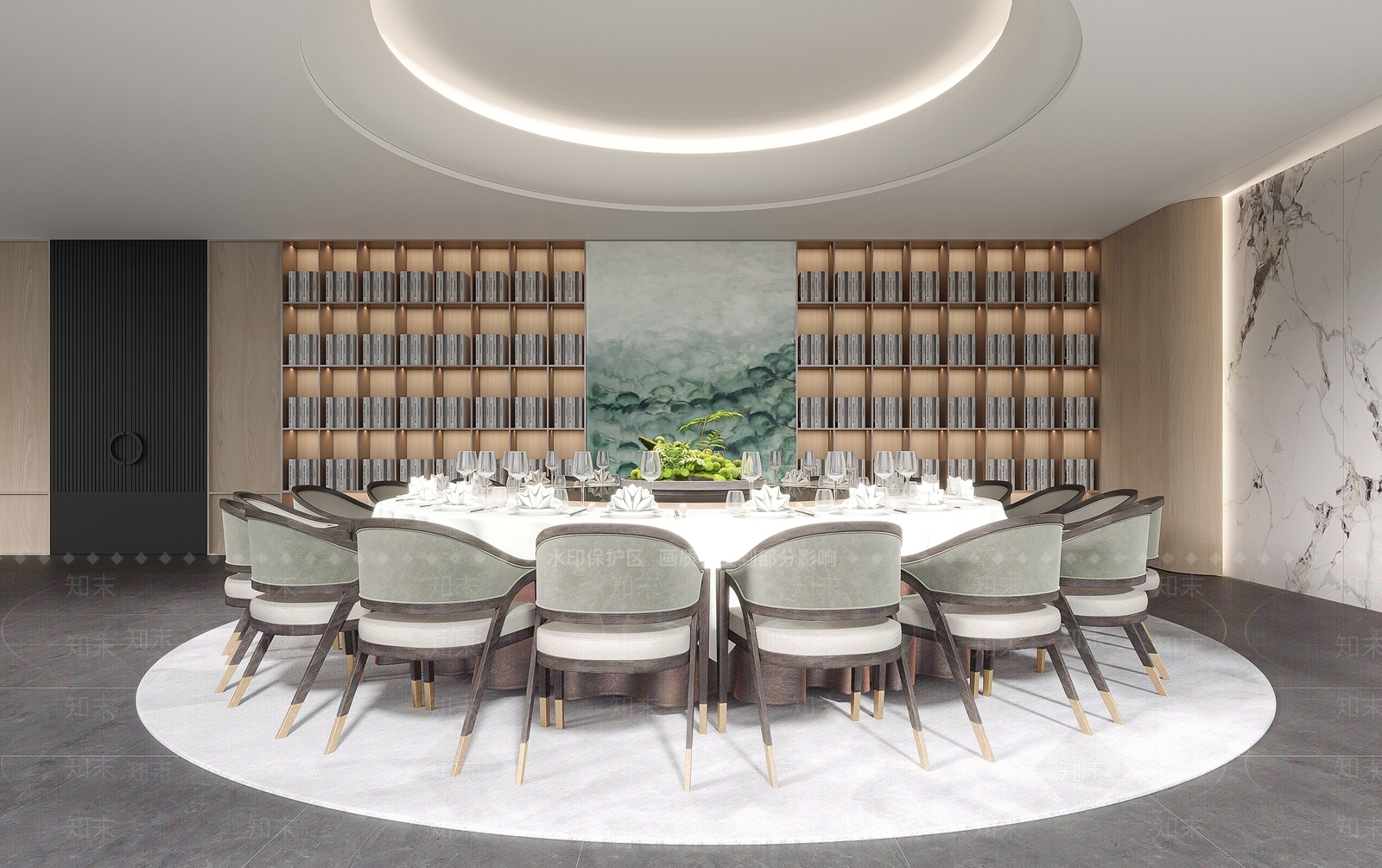 新中式中餐厅包房3D模型下载【ID:1140115840】