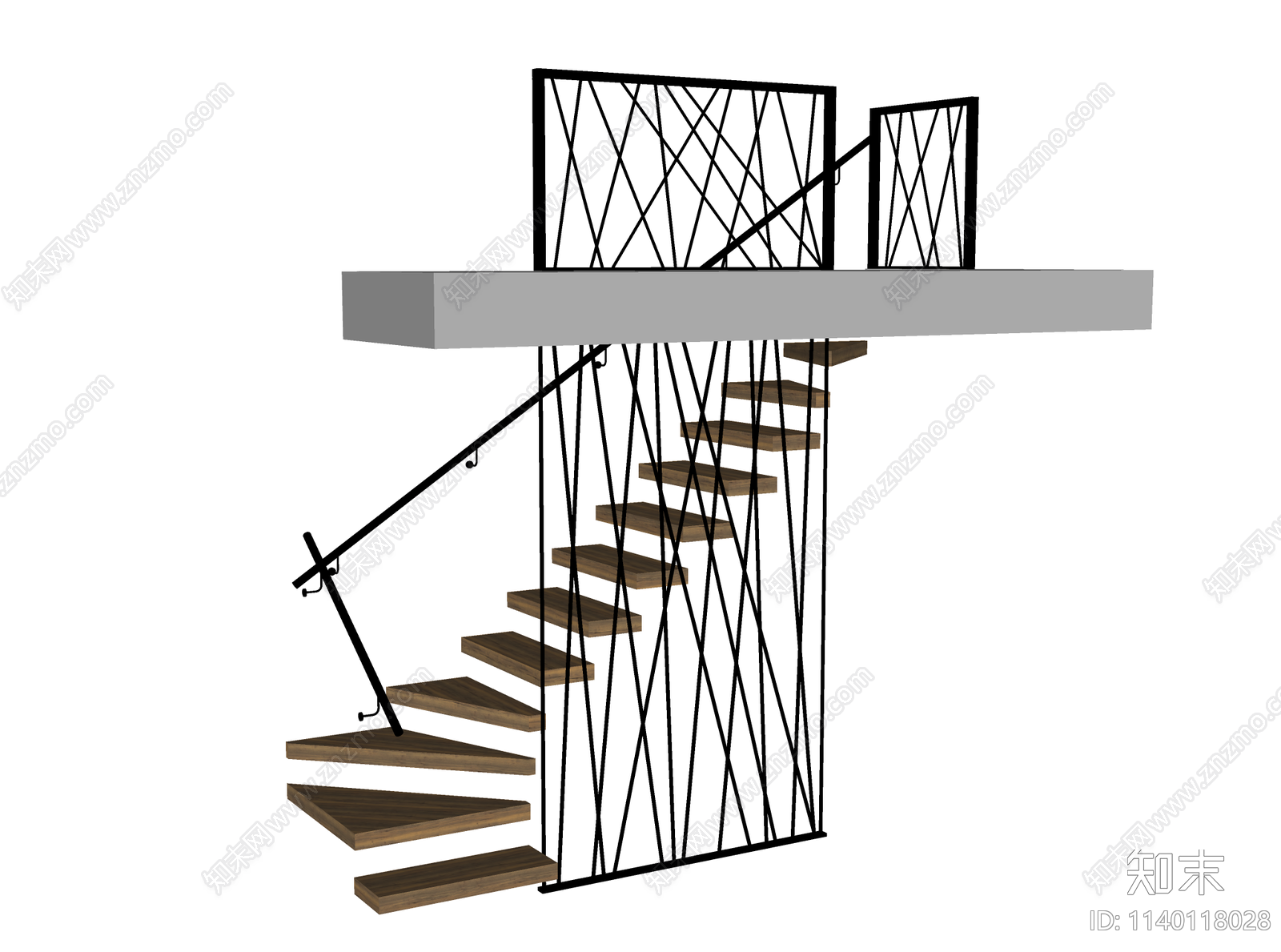 现代扶手楼梯SU模型下载【ID:1140118028】